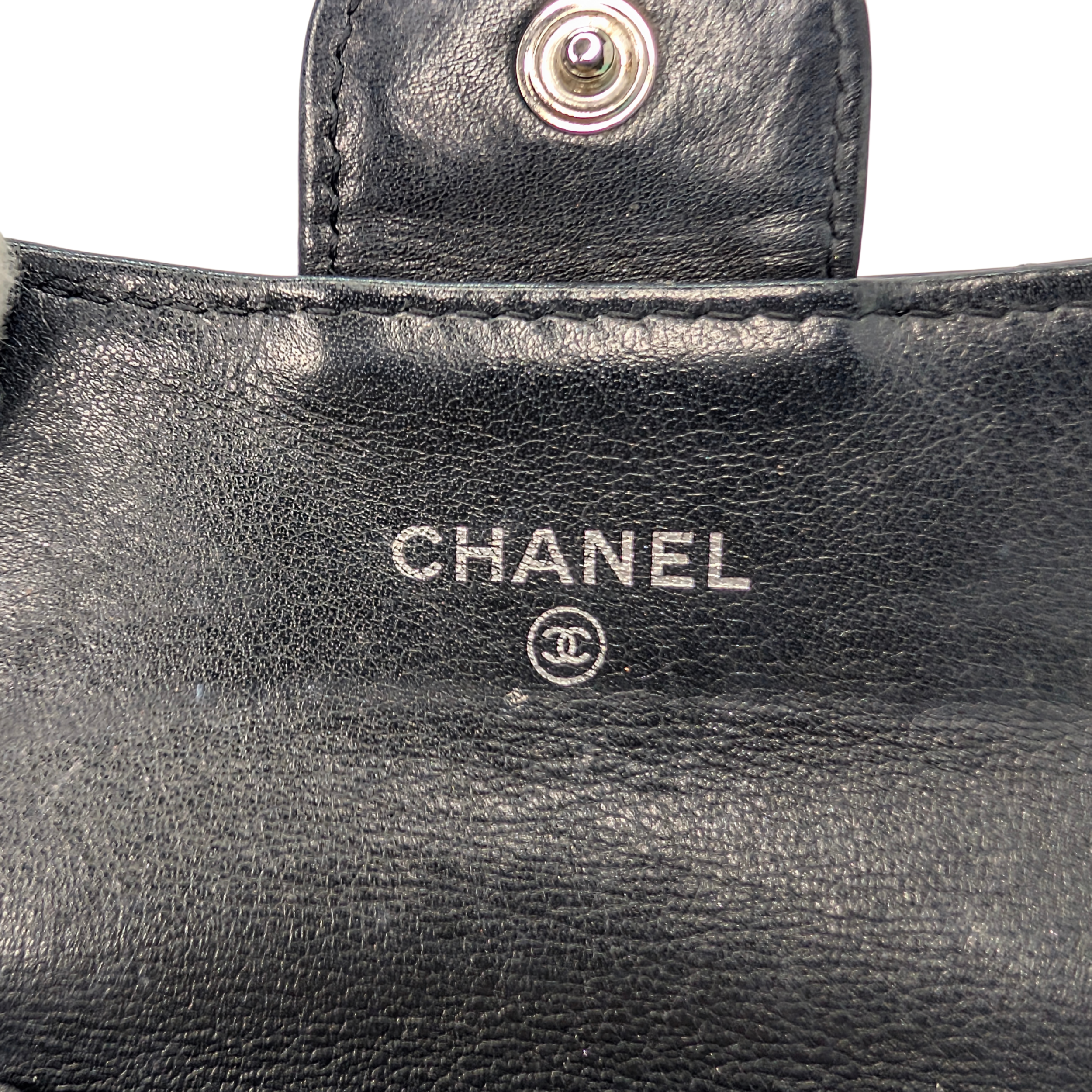 Chanel Classic Single Flap Small Matelassè Patent Folding Wallet Black