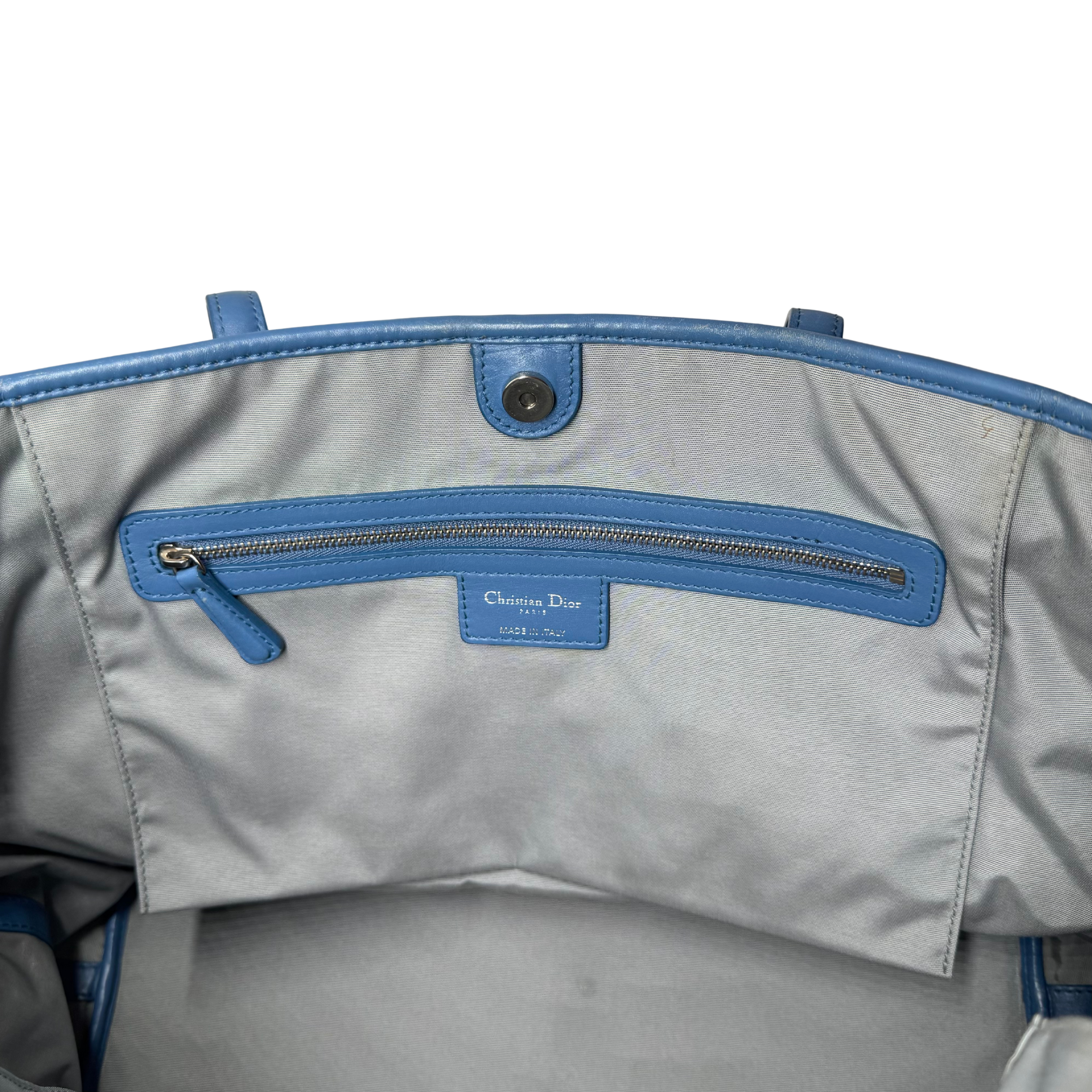 Dior Cannage Medium Panarea Tote Canvas Cobalt Blue
