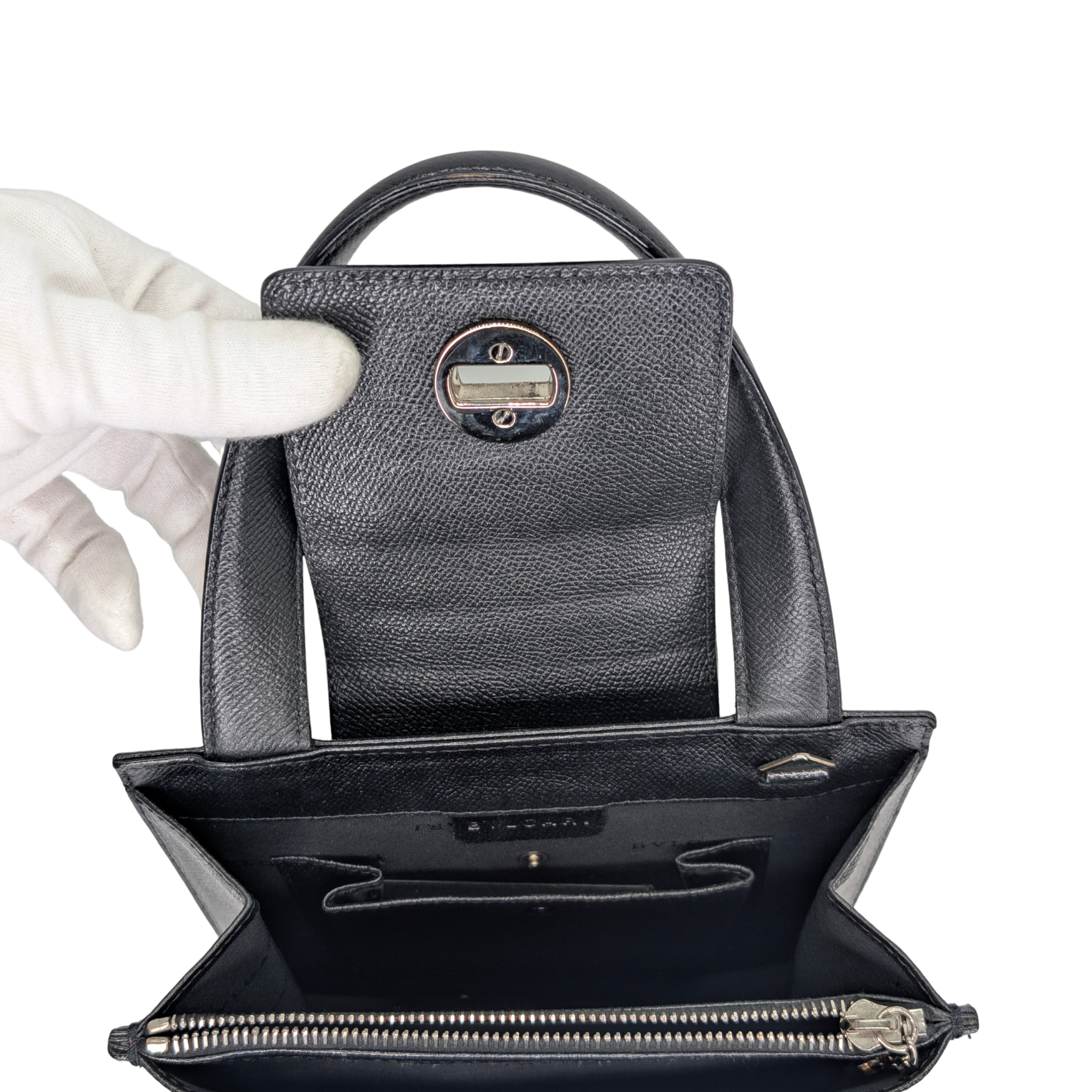 Bvlgari Leather Shoulder Bag Black