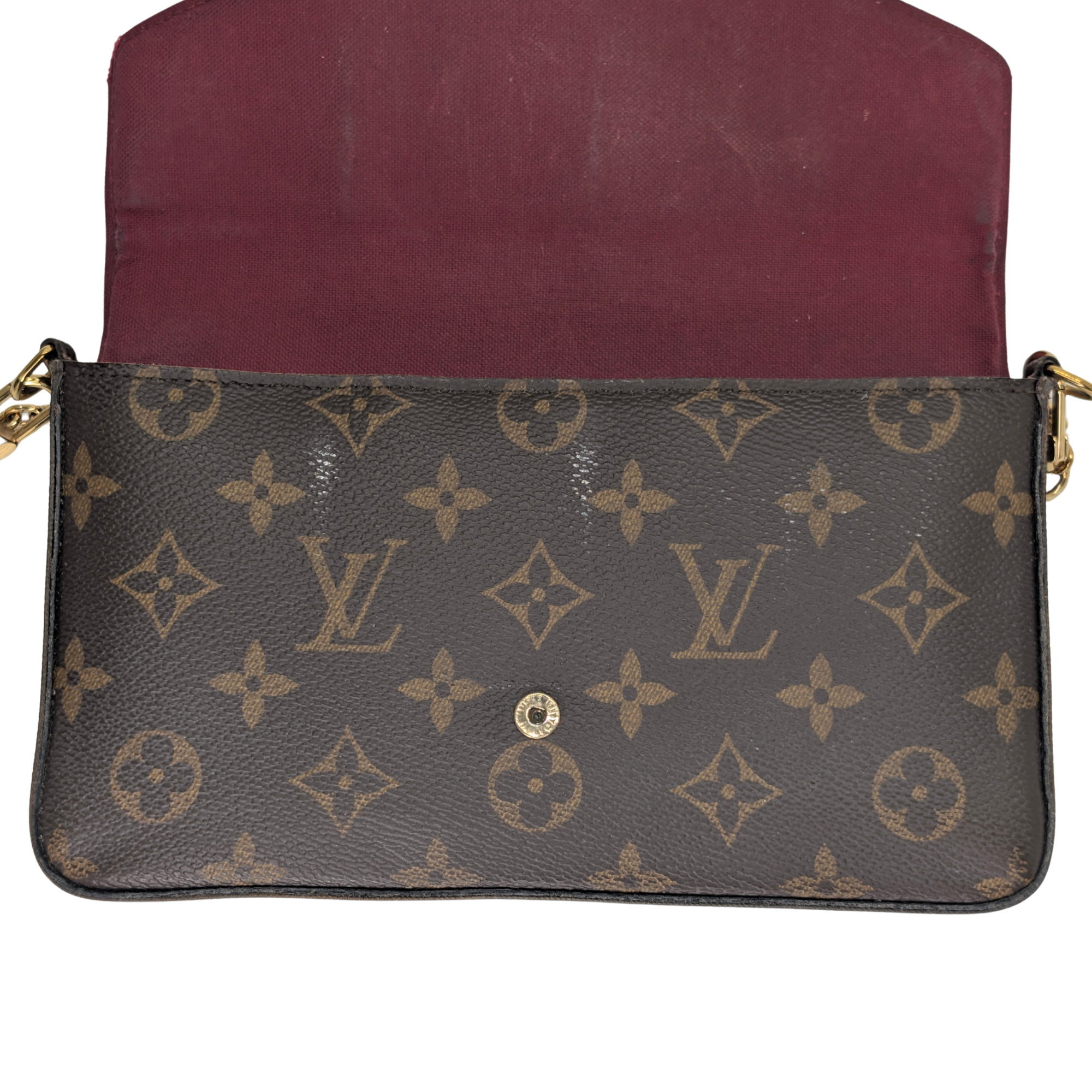 Louis Vuitton Félicie Pochette Clutch Bag Brown