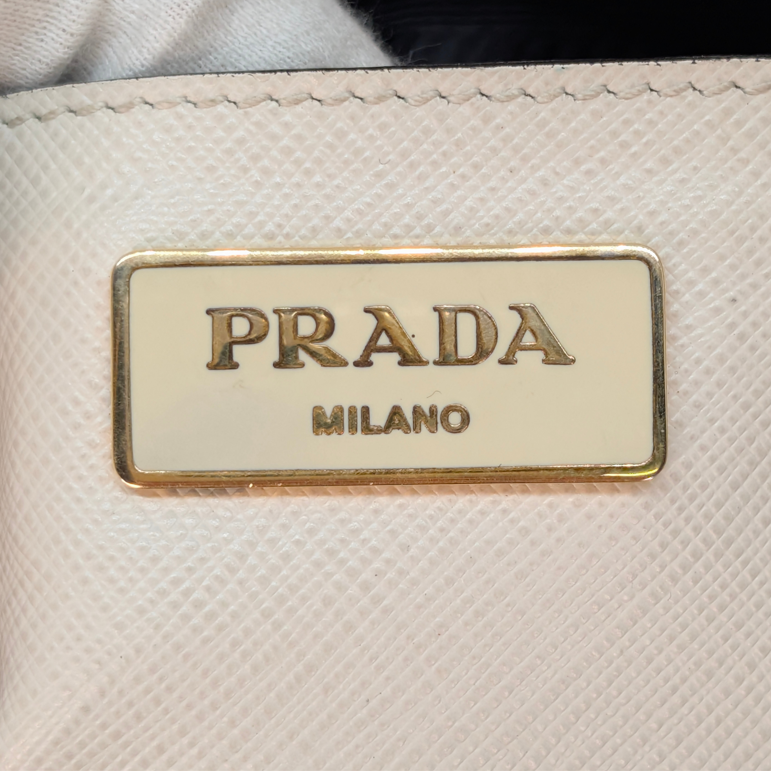 Prada Saffiano Lux Medium Galleria Double Zip Tote Bag Black X White