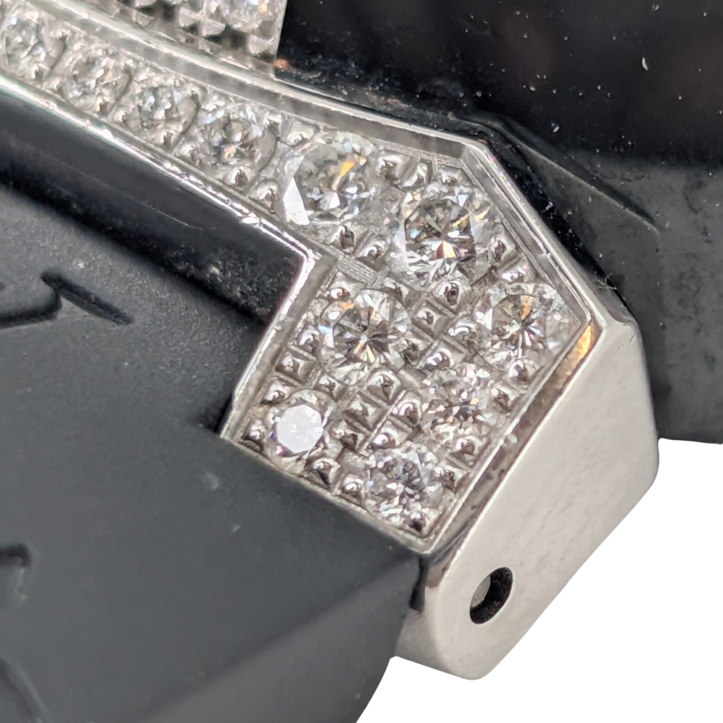 Louis Vuitton Tambour Q131Q Diamond Bezel & Dial Black Steel Watch