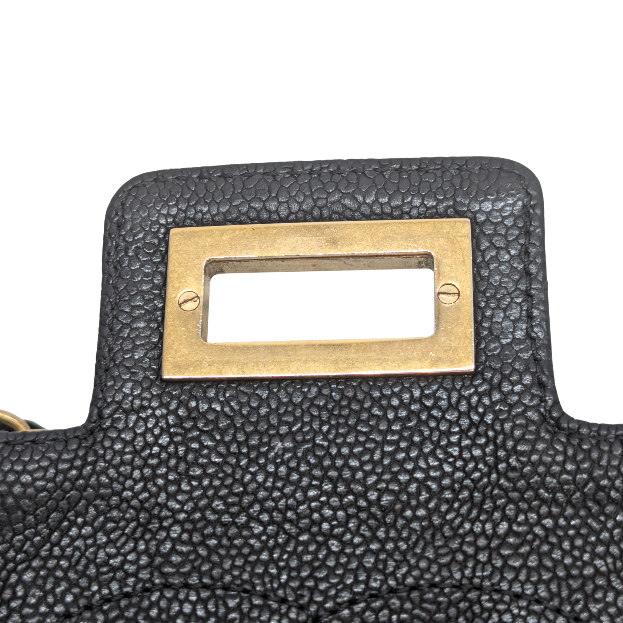 Chanel Mademoiselle 2.55 Cavier Leather Lock Flap Bag Black