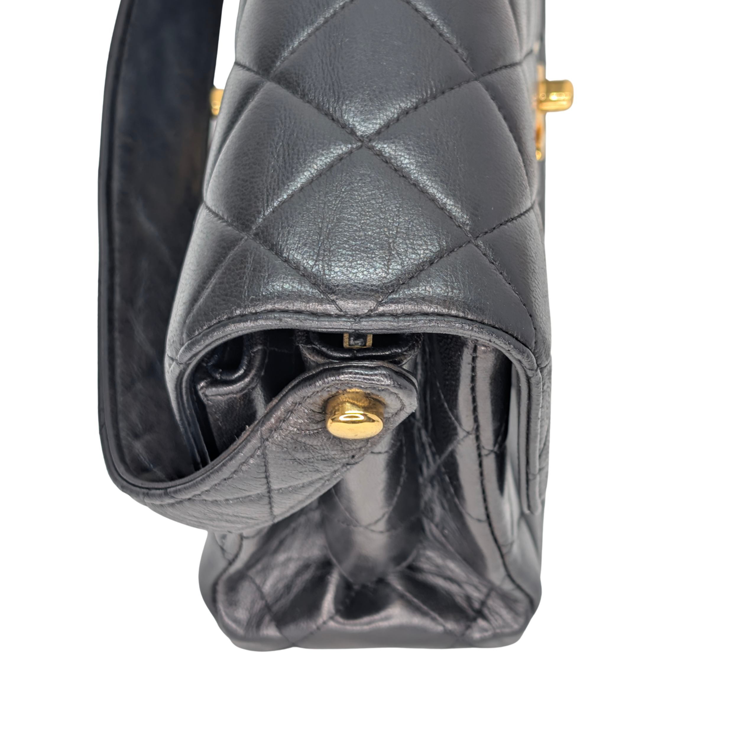 Chanel Lambskin Vintage Double Sided Classic Flap Handbag Black