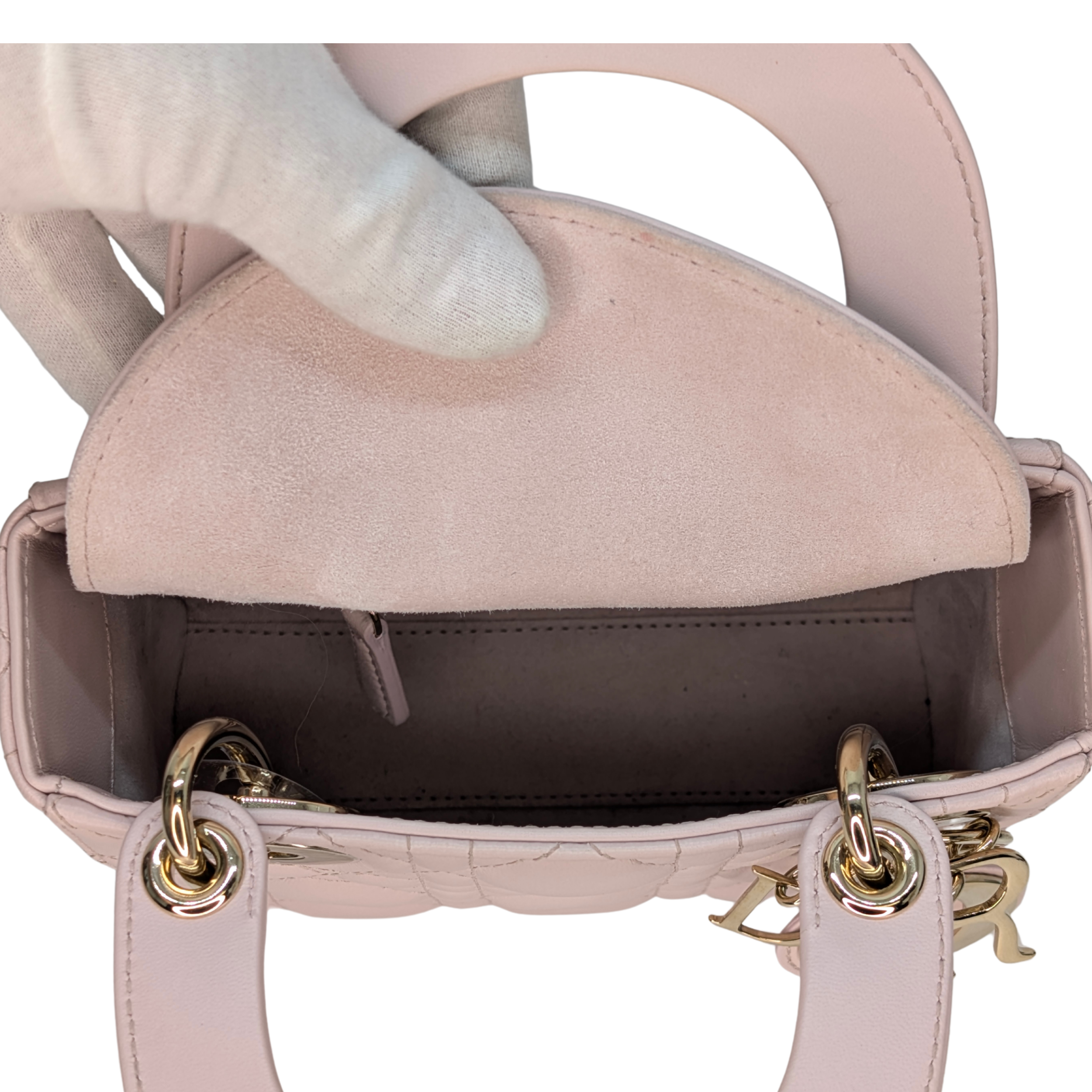 Dior Lady DIor Mini Cannage Powder Pink Bag