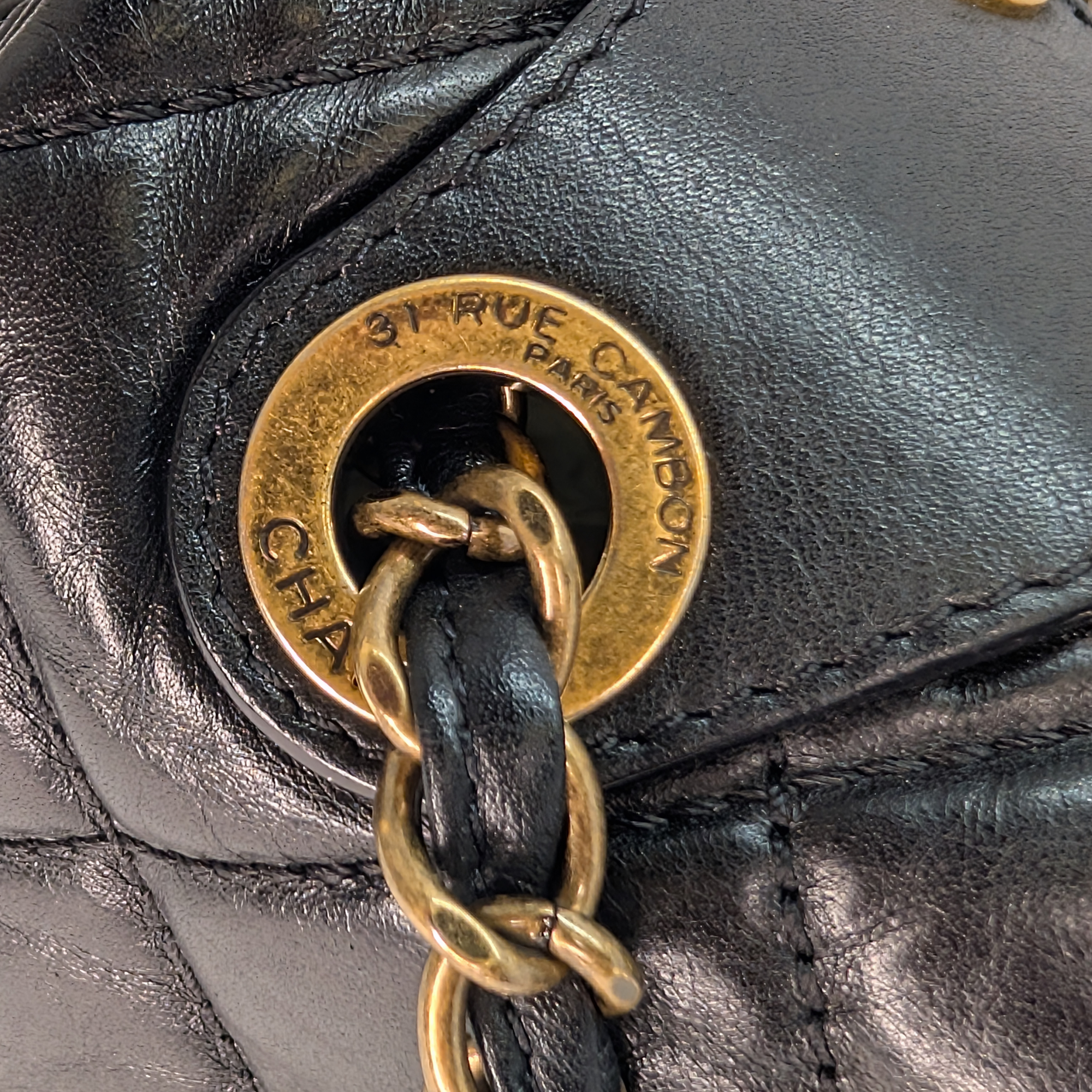 Chanel Pondicherry Flap Medium Handbag Leather Black