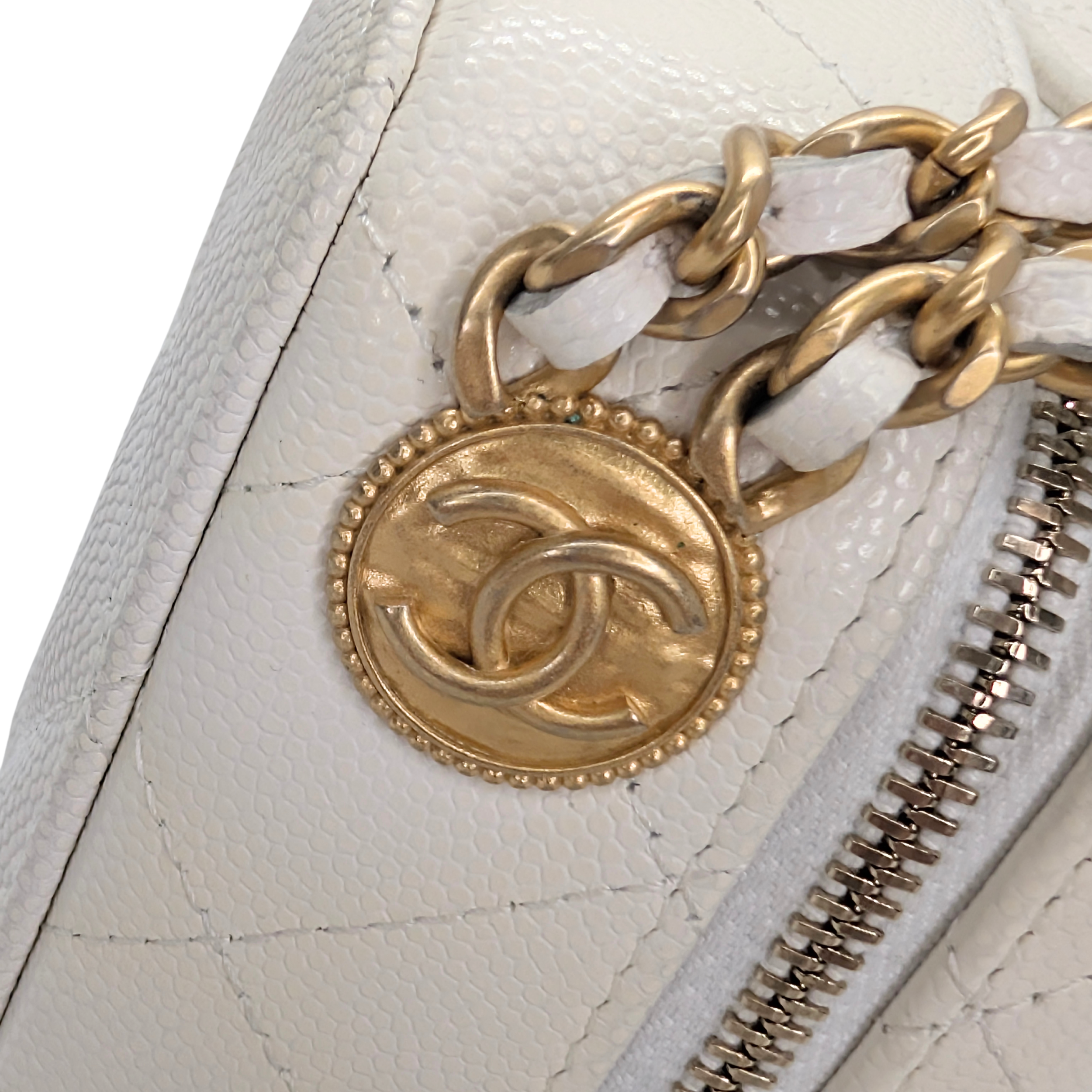 Chanel Mini Vanity with Chain Camera Bag Caviar White