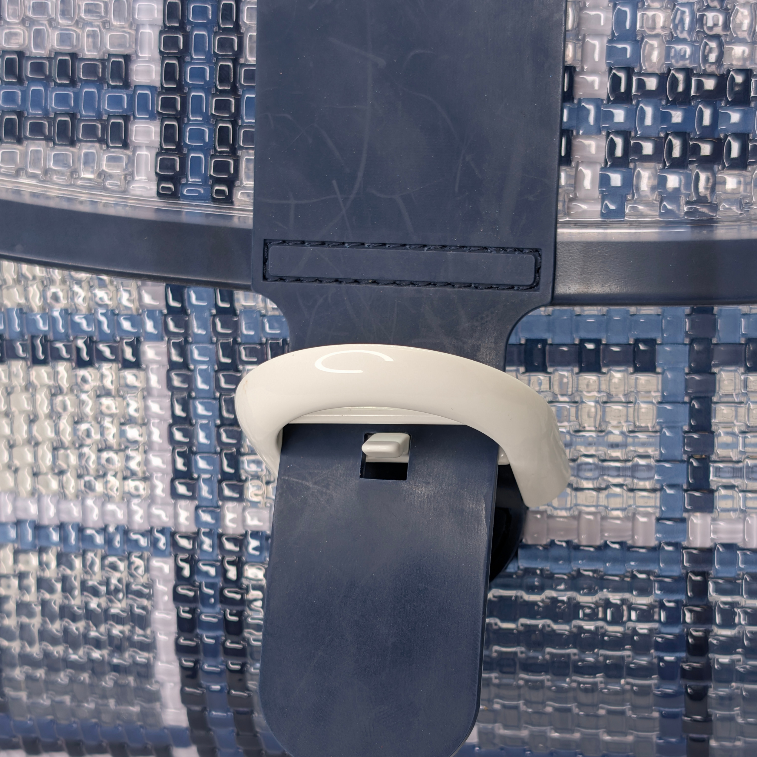 Delvaux Vinyl Gingham The Dreamer MM Brillant Satchel Bag Navy