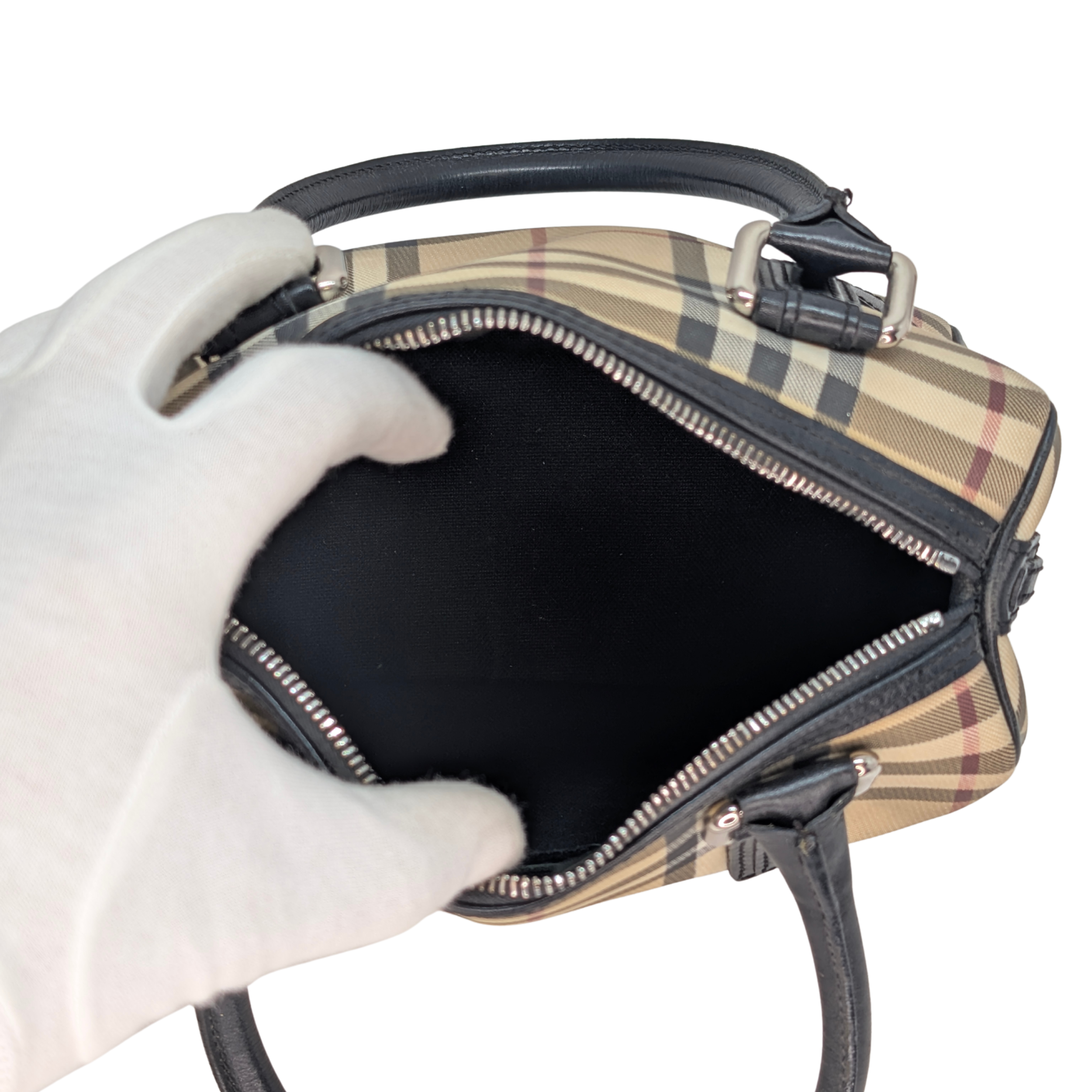 Burberry Mini Bowler Check Bag with wallet