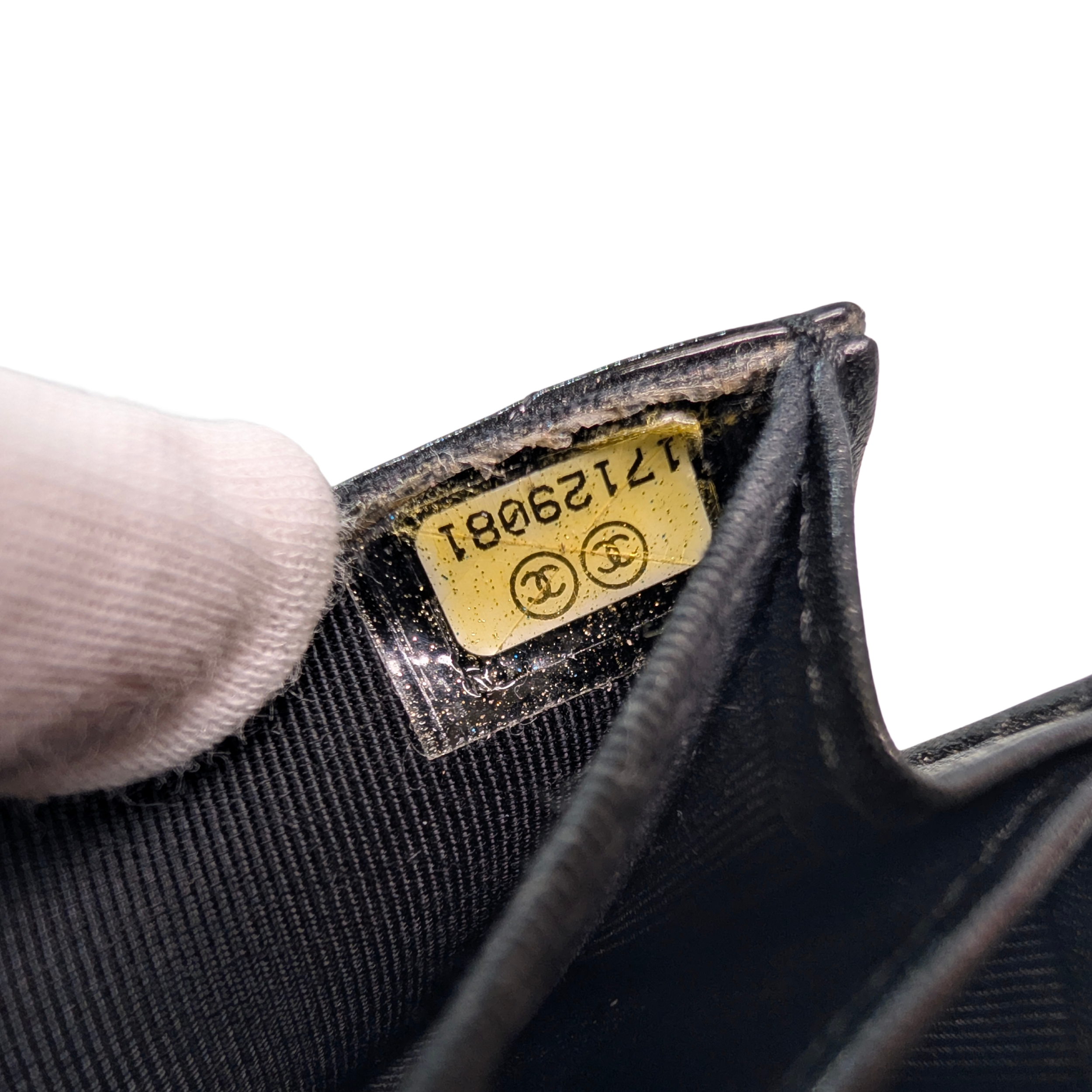 Chanel Classic Single Flap Small Matelassè Patent Folding Wallet Black