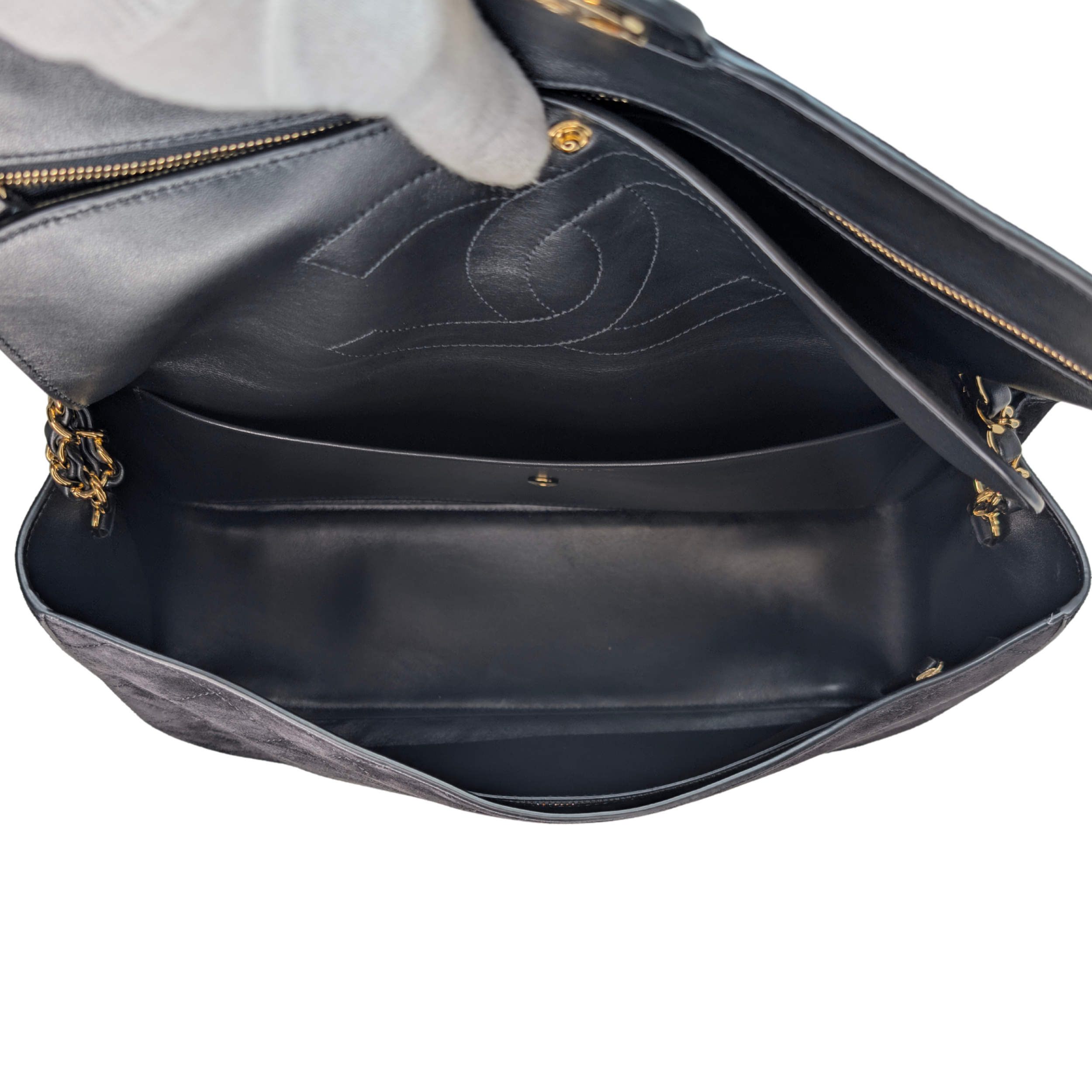 Chanel Suede Calfskin Souplissimo Maxi Flap Bag Black