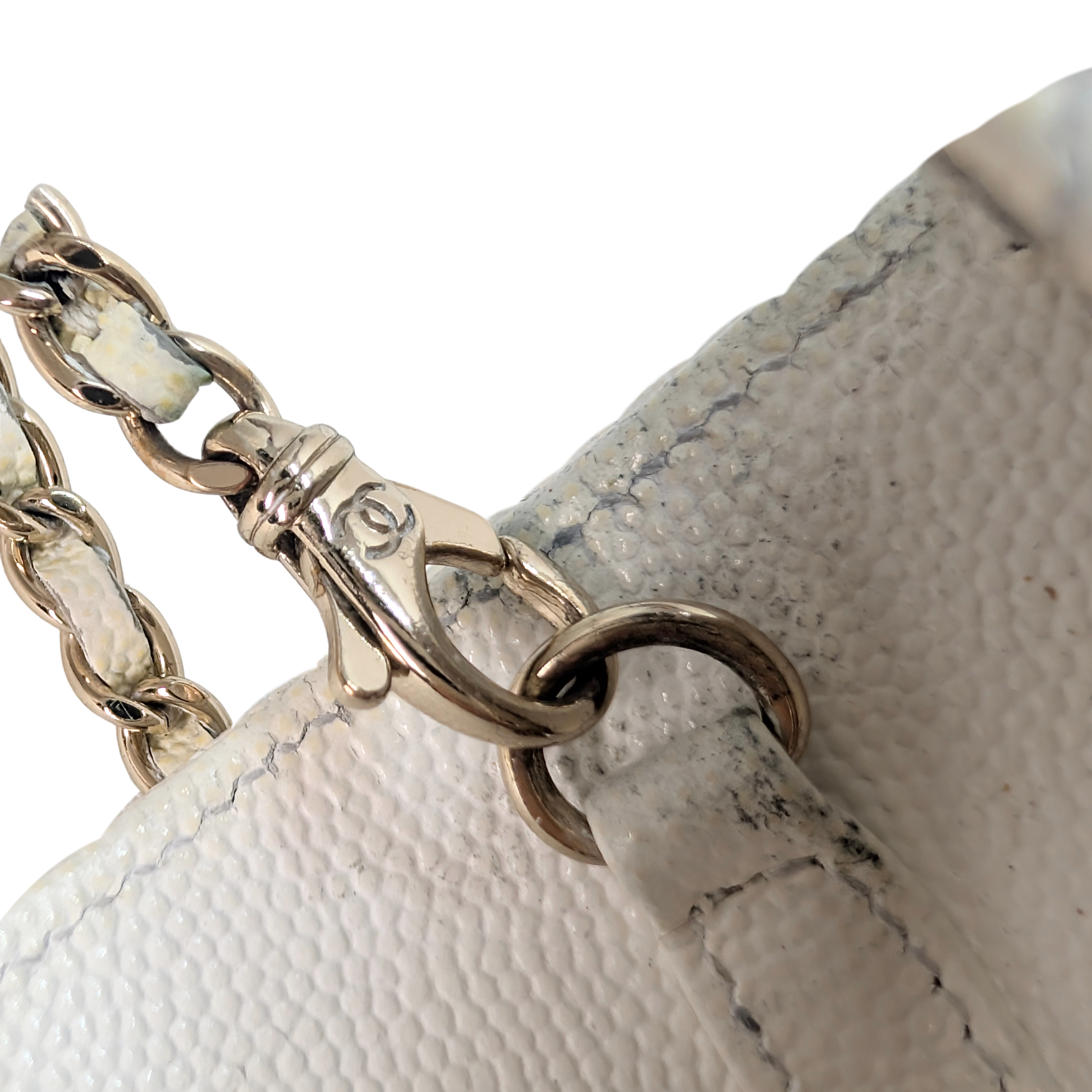 Chanel Sunglasses Quilted Caviar Sunglasses Case Bag White