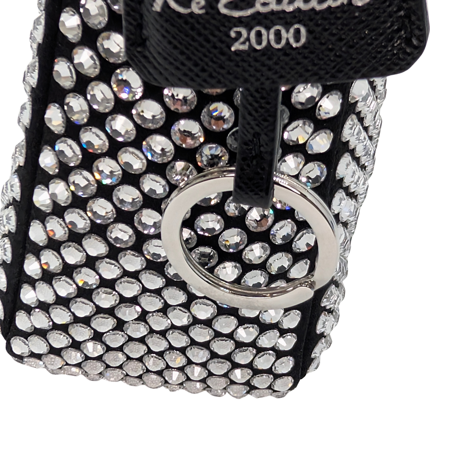 Black Prada Re-Edition Mini Satin Crystals Shoulder Bag