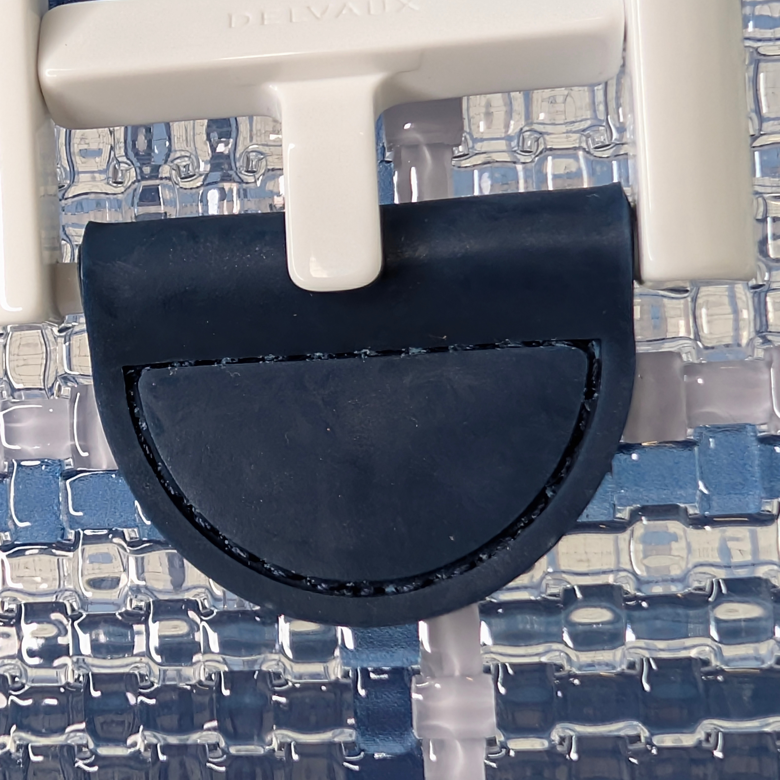 Delvaux Vinyl Gingham The Dreamer MM Brillant Satchel Bag Navy