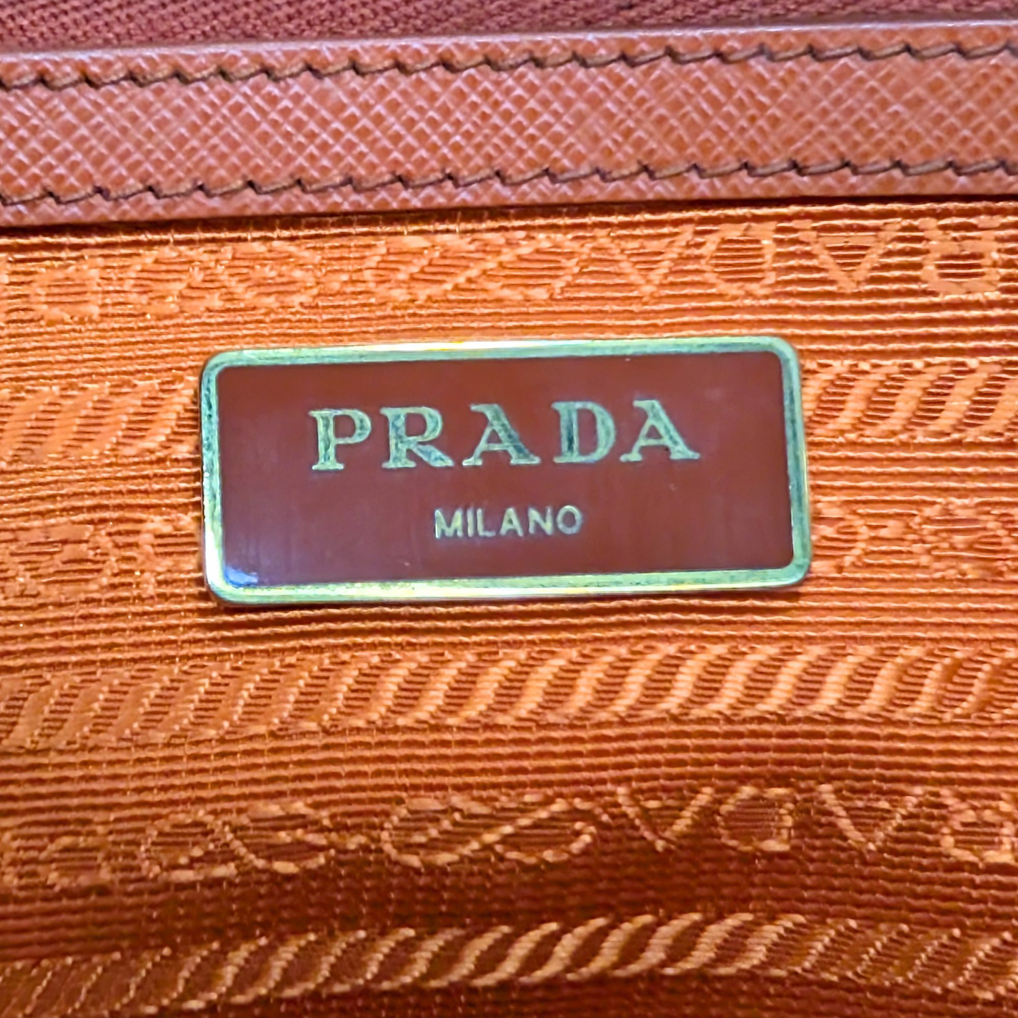 Prada Galleria Handbag Saffiano Leather Orange