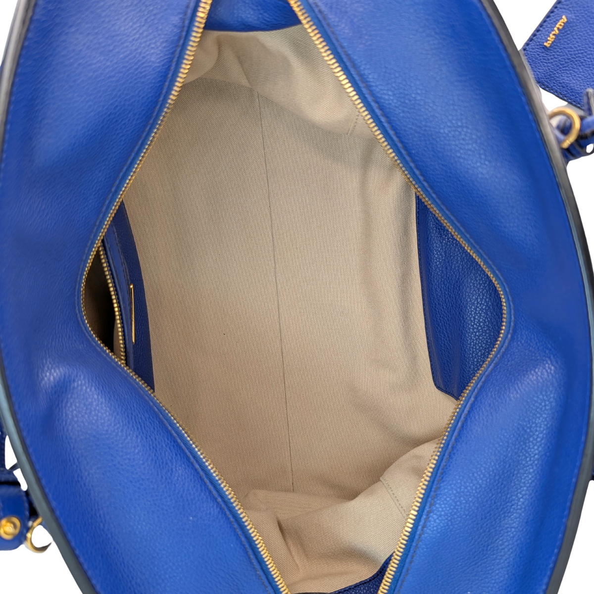 Prada Vitello Daino Leather Tote Bag Blue