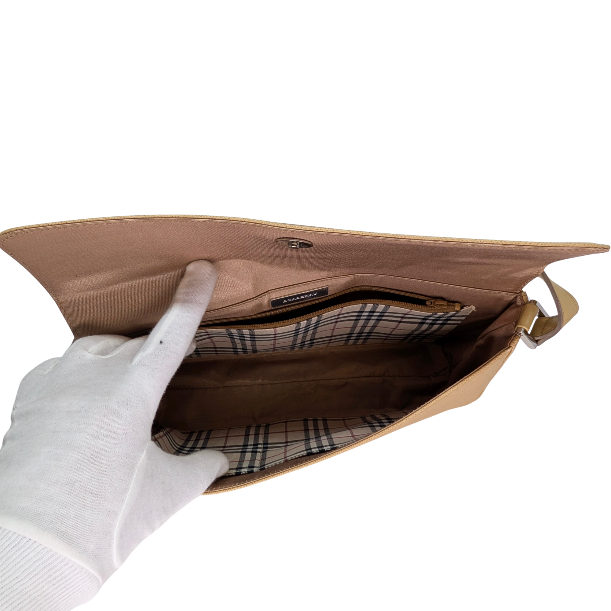 Burberry Leather Flap Shoulder Bag Beige