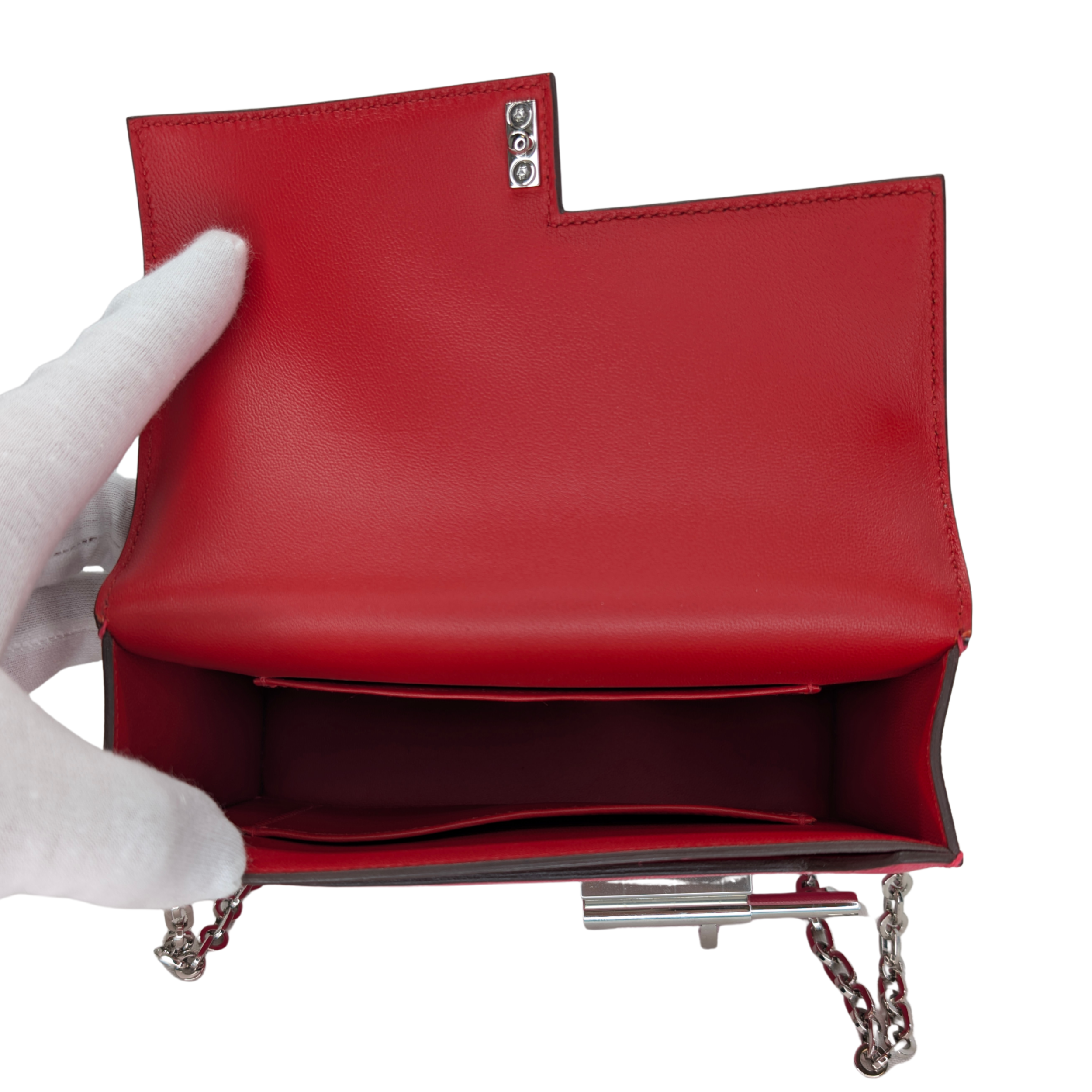 Hermes Mini Verrou Chainr Bag Red/Rose Mexico Y Stamp
