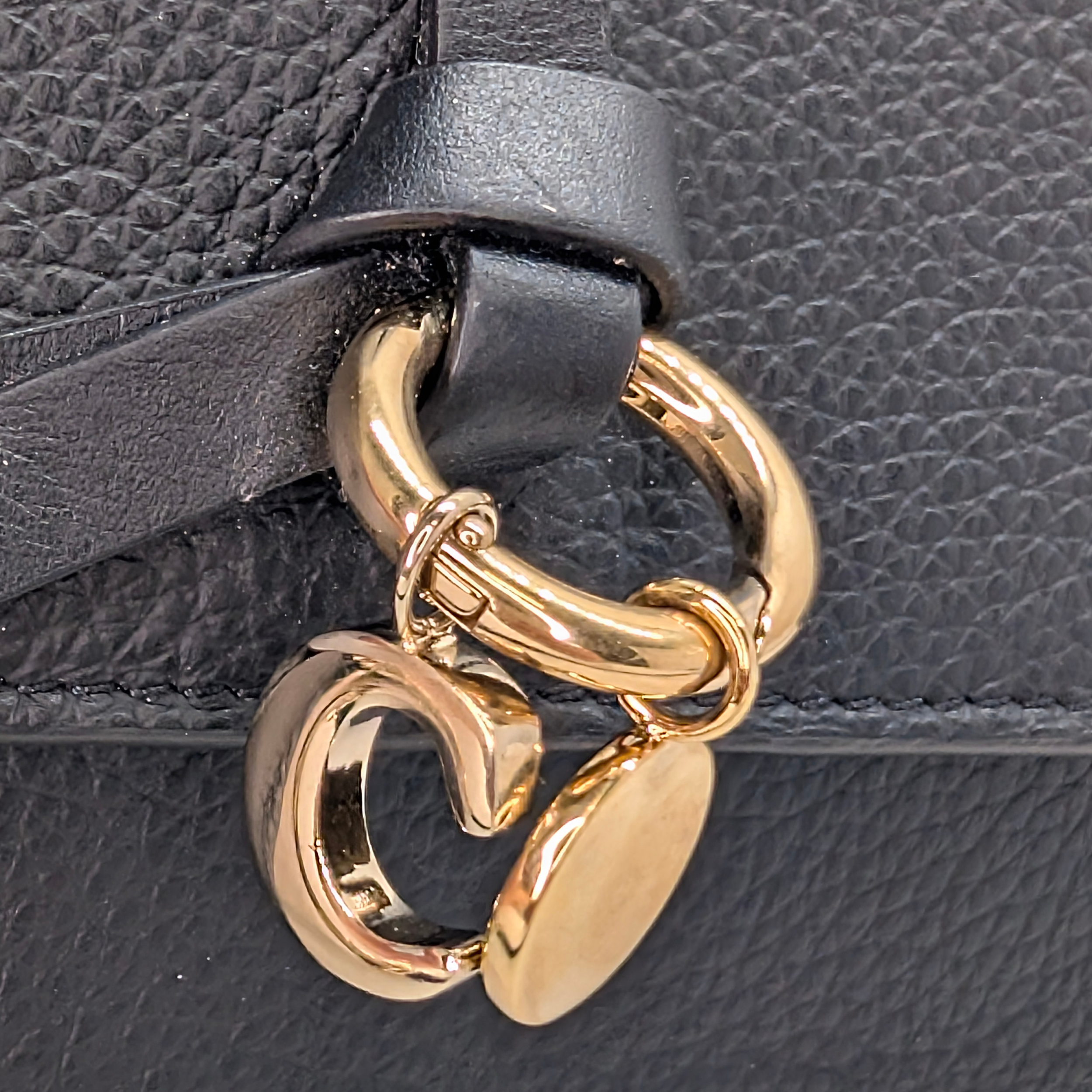 Chloé Alphabet chain Clutch Bag Leather Black