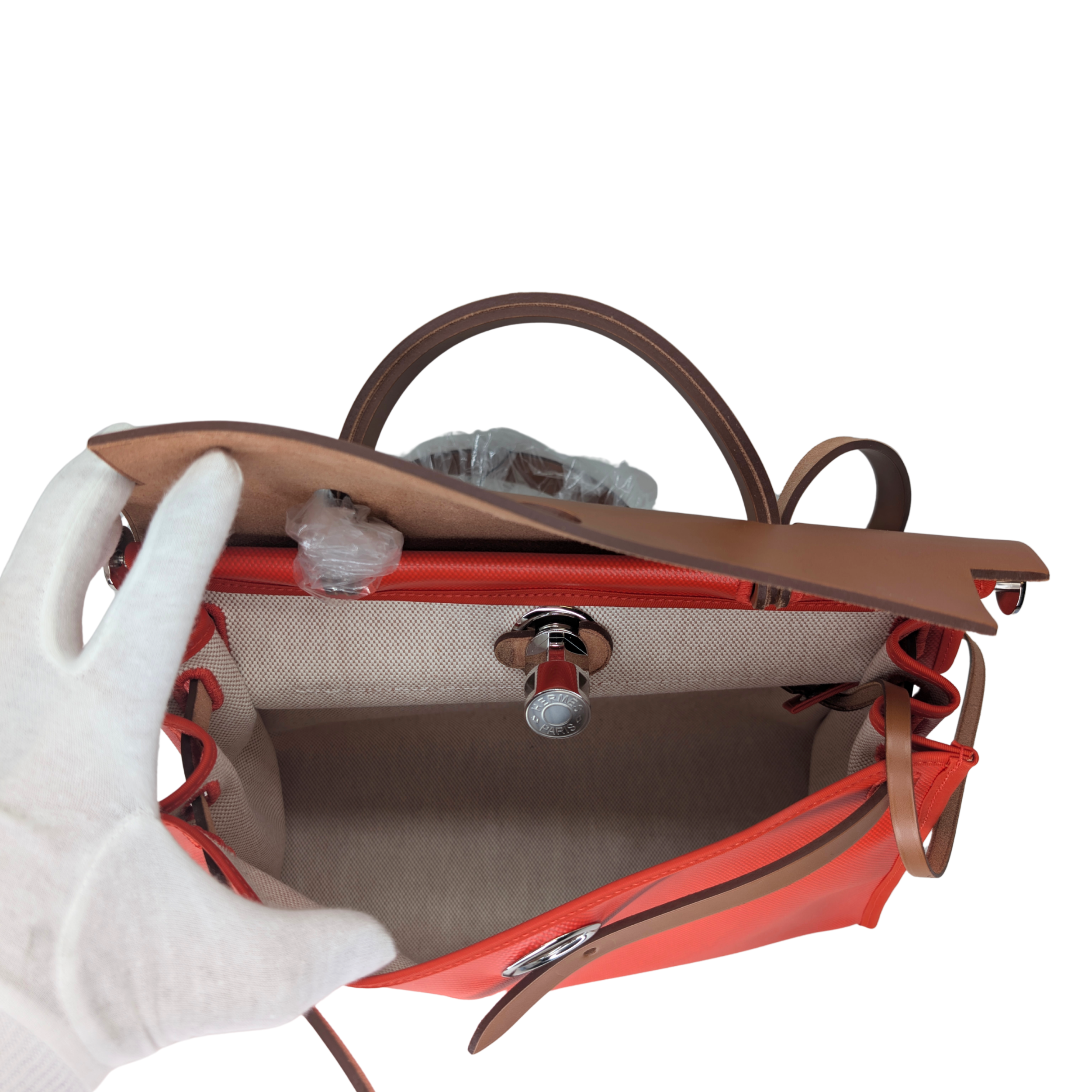 Hermes Herbag 31 Berline Canvas Hunter Orange Stamp U