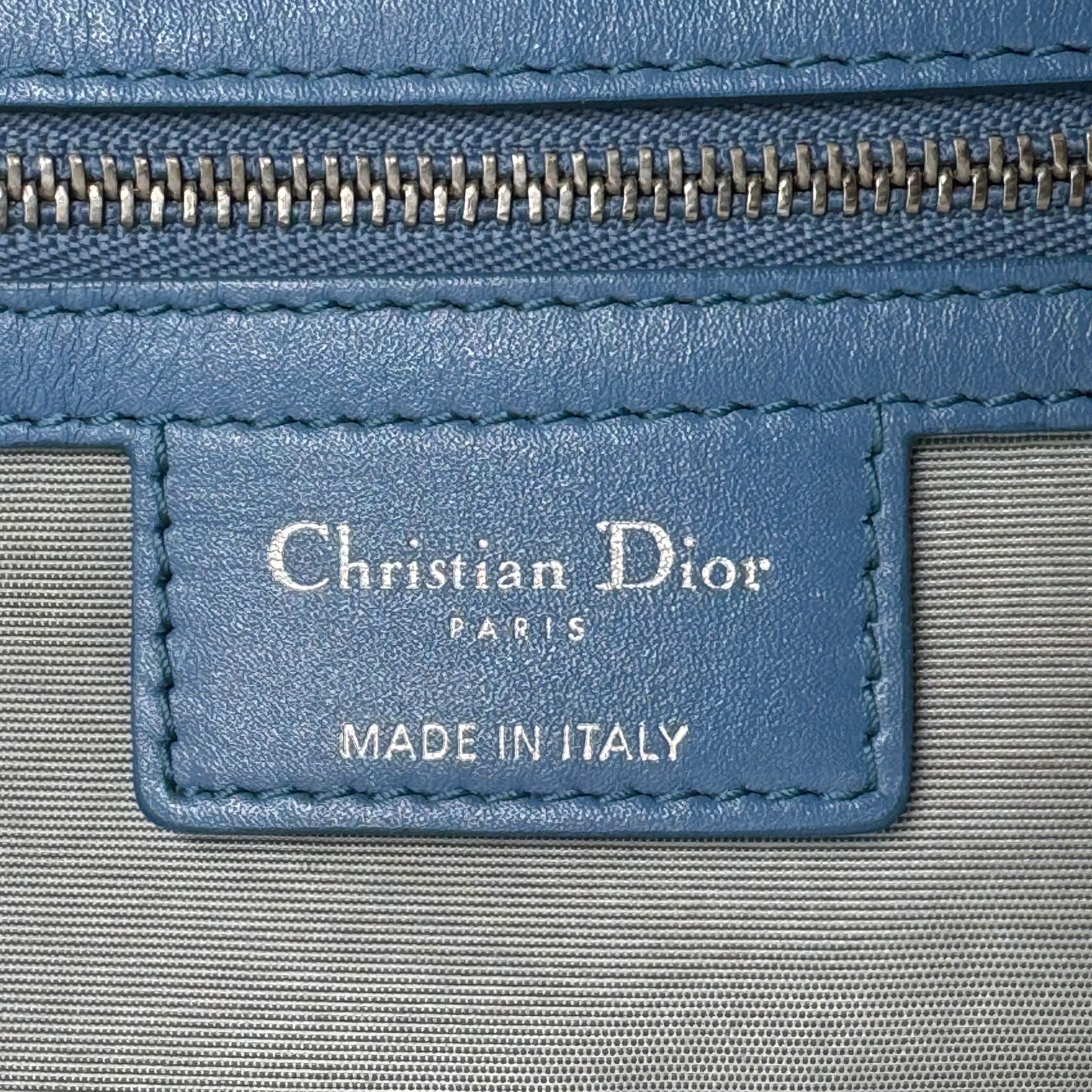 Dior Cannage Medium Panarea Tote Canvas Cobalt Blue