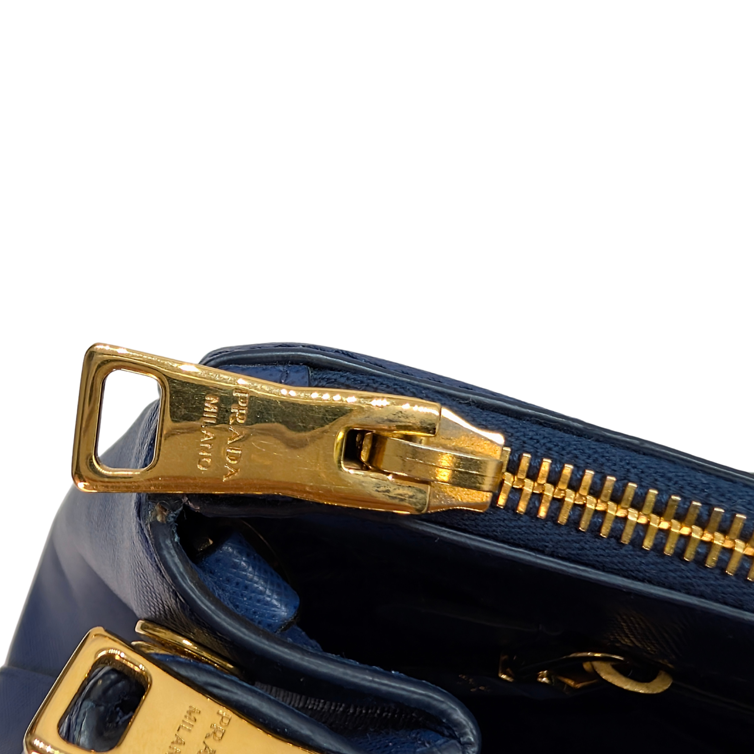 Prada Saffiano Lux Galleria Large Double Zip Tote Navy