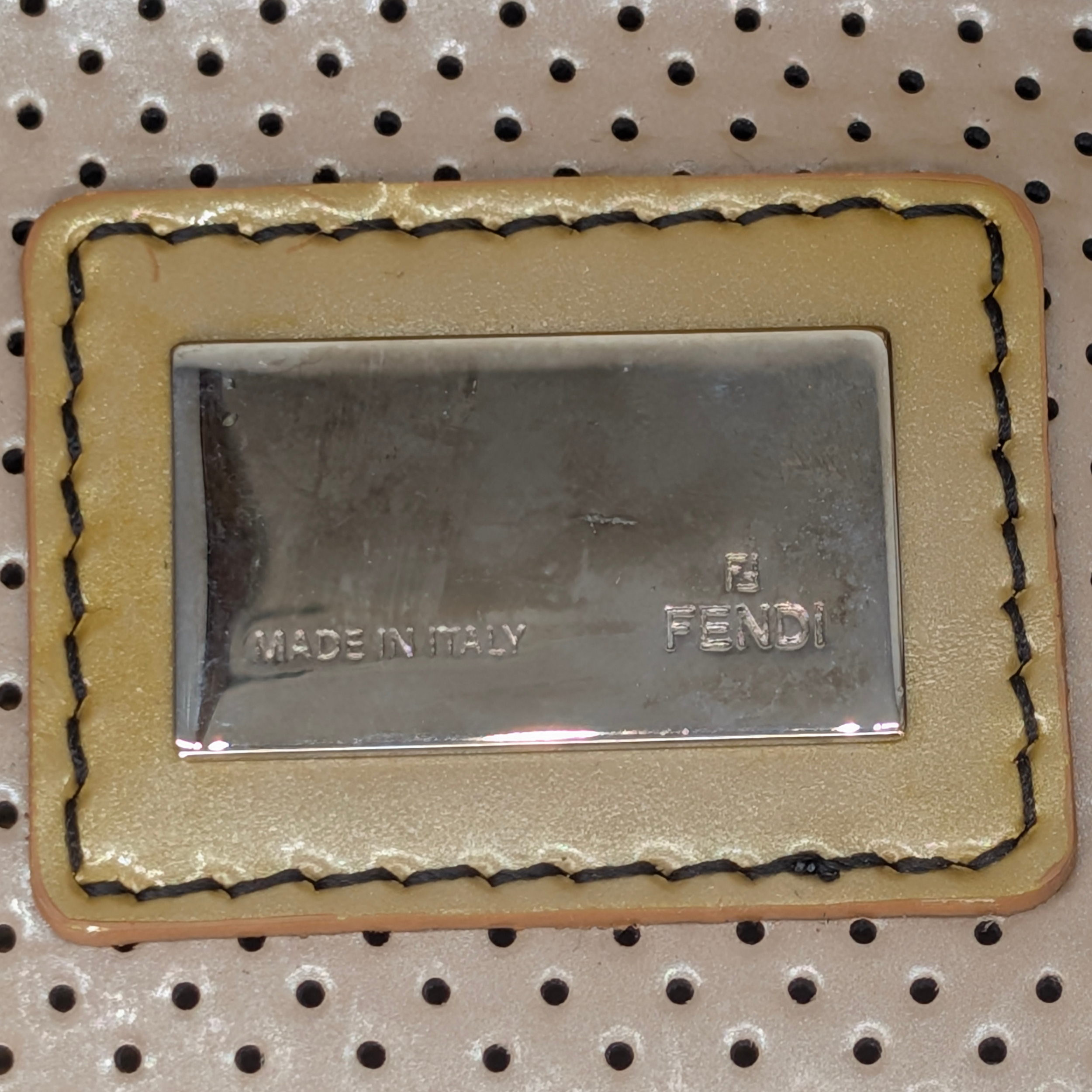 Fendi Perforated Patent Leather De Jour Tote Bag Gold