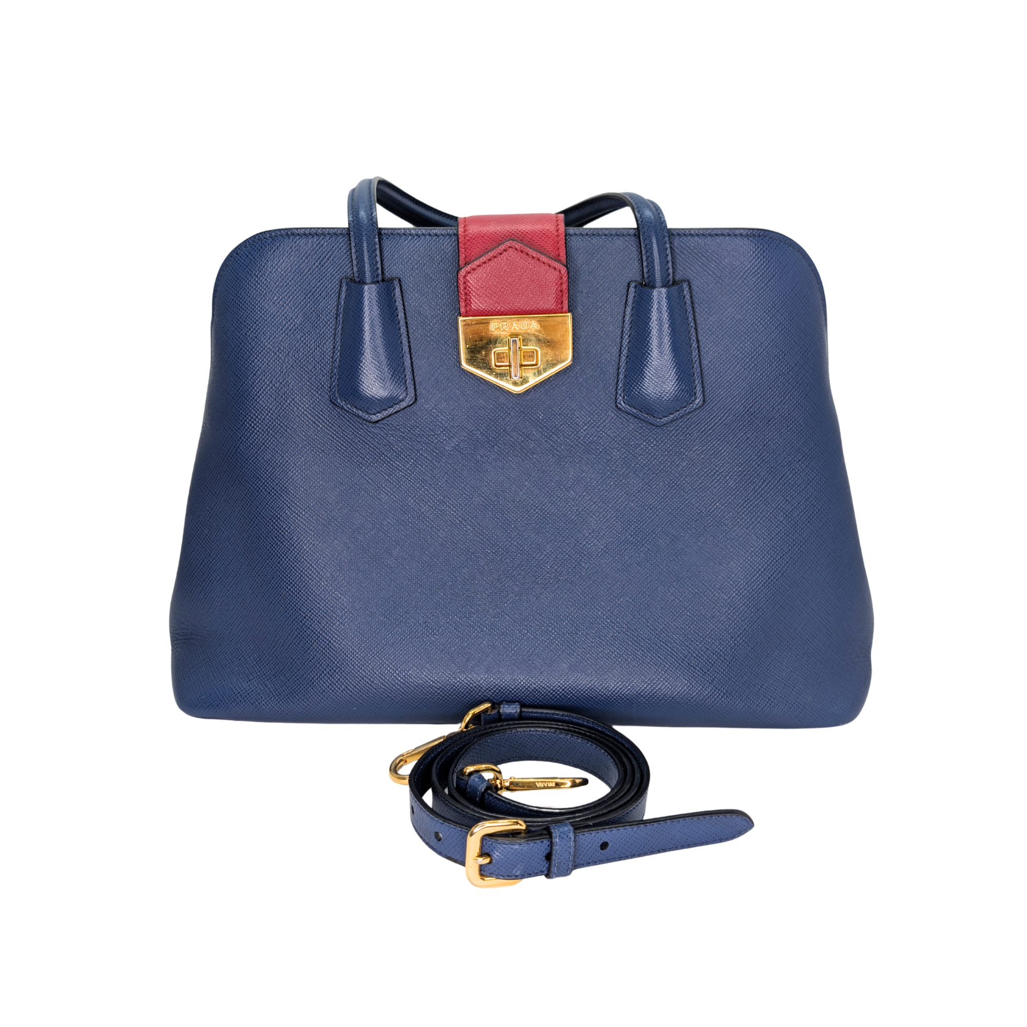 Prada Saffiano Cuir Tote Bag Navy Blue