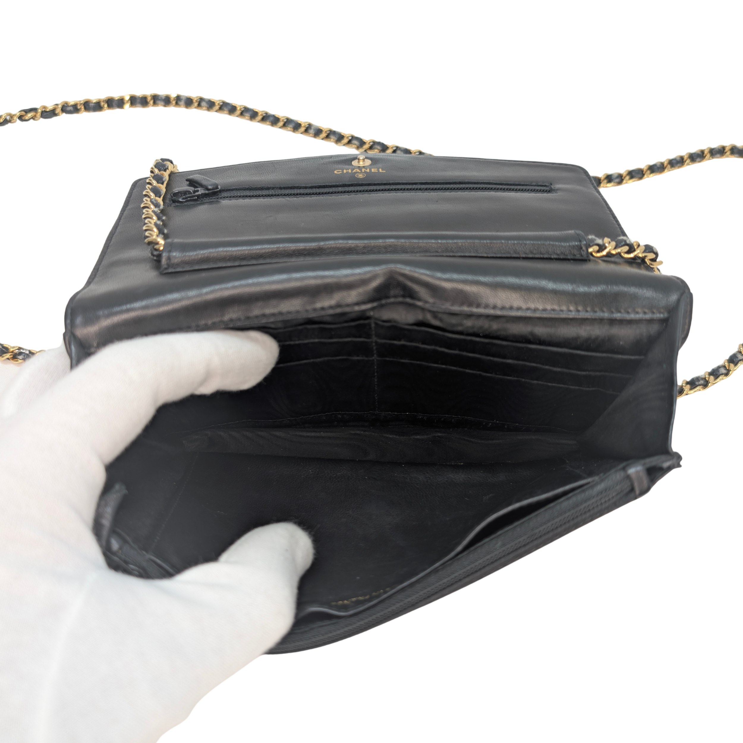 Chanel Caviar Timeless CC Wallet On Chain WOC Black