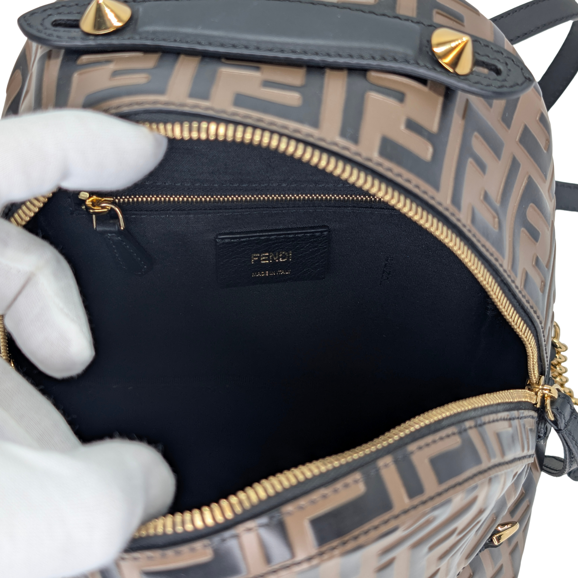 Fendi Zucca Pattern Mini FF Backpack Brown