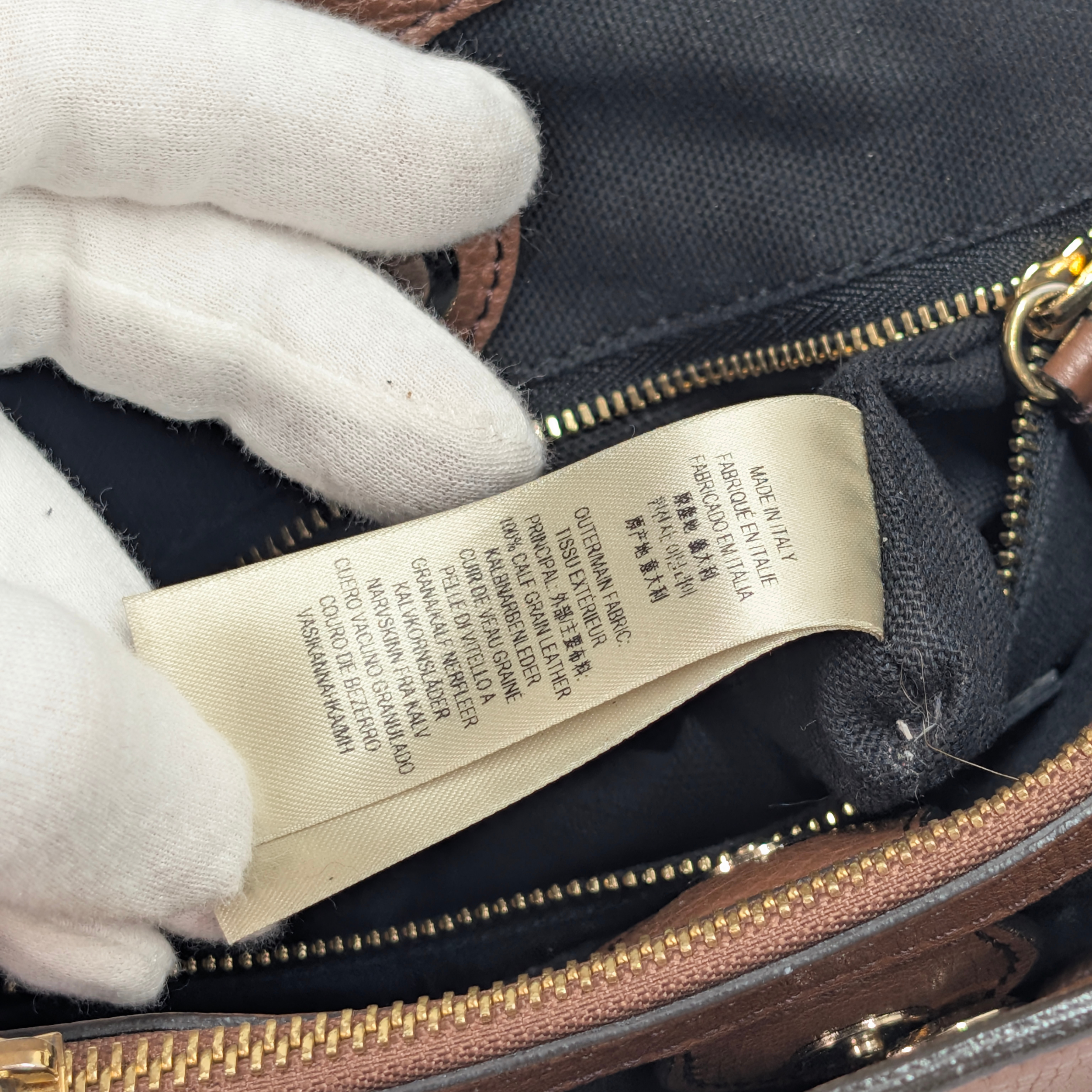 Burberry Brown Pebbled Leather House Check Medium Banner Tote Bag