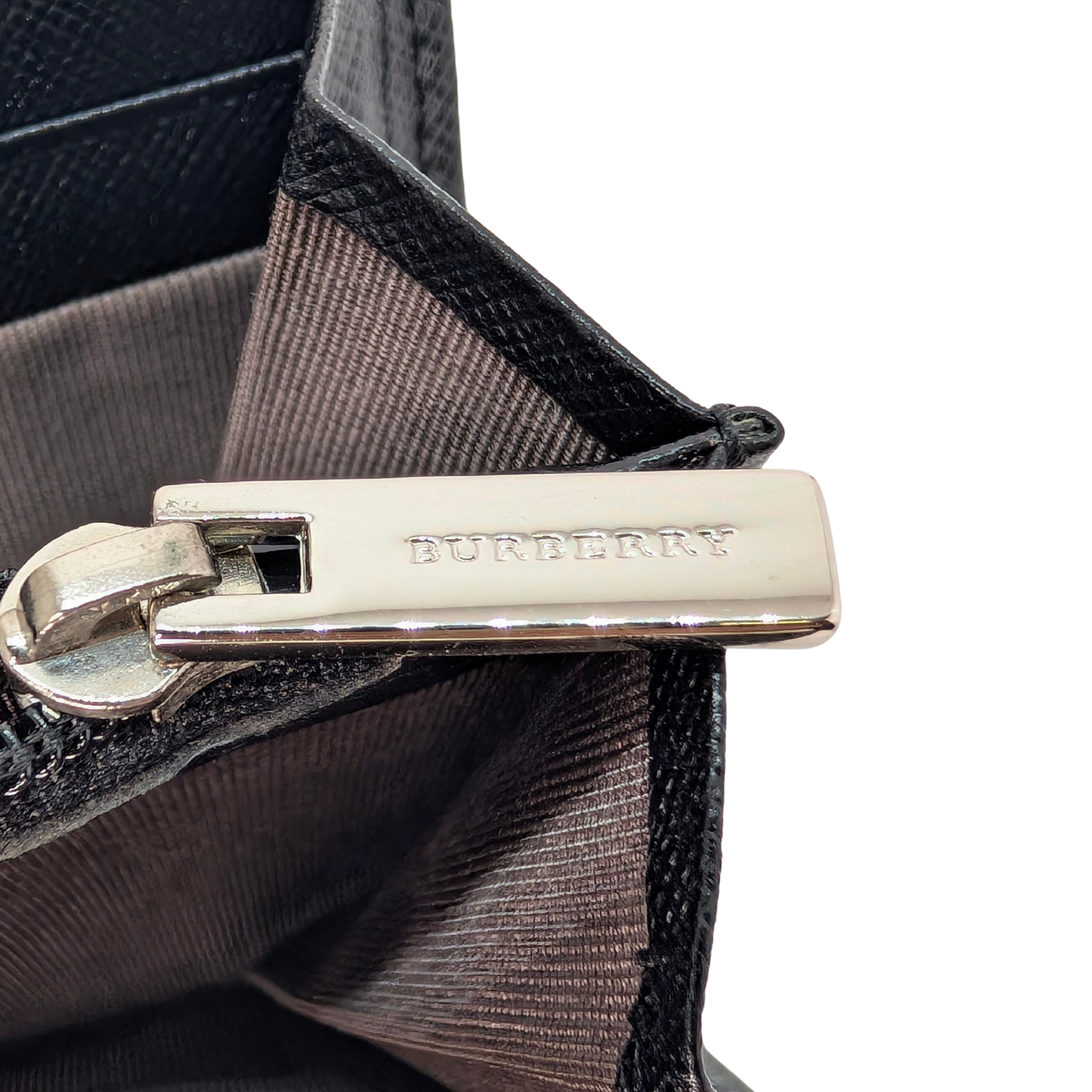 Burberry Black Long Wallet Leather Black