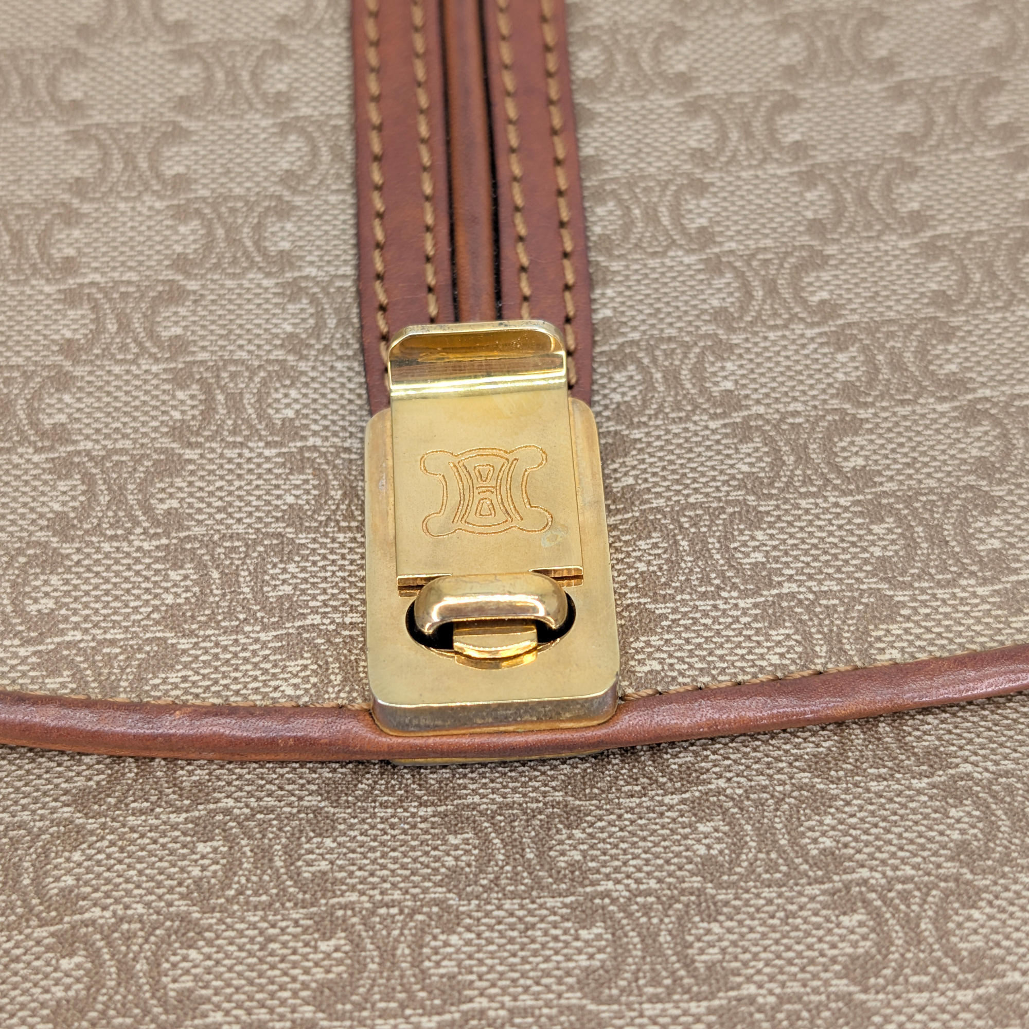 Celine Macadam Shoulder Bag Beige