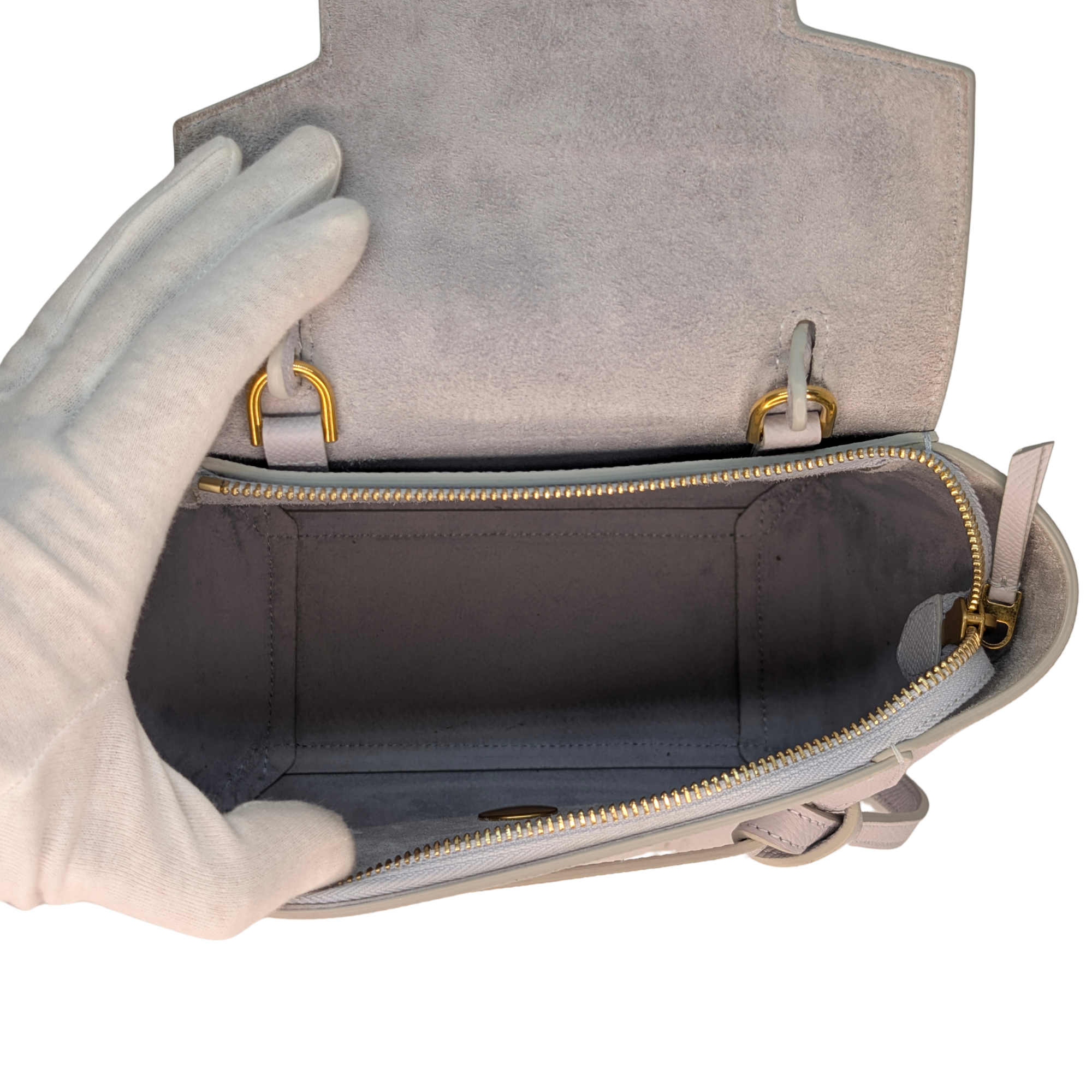 Celine Nano Grained Calfskin Belt Bag Pearl Blue