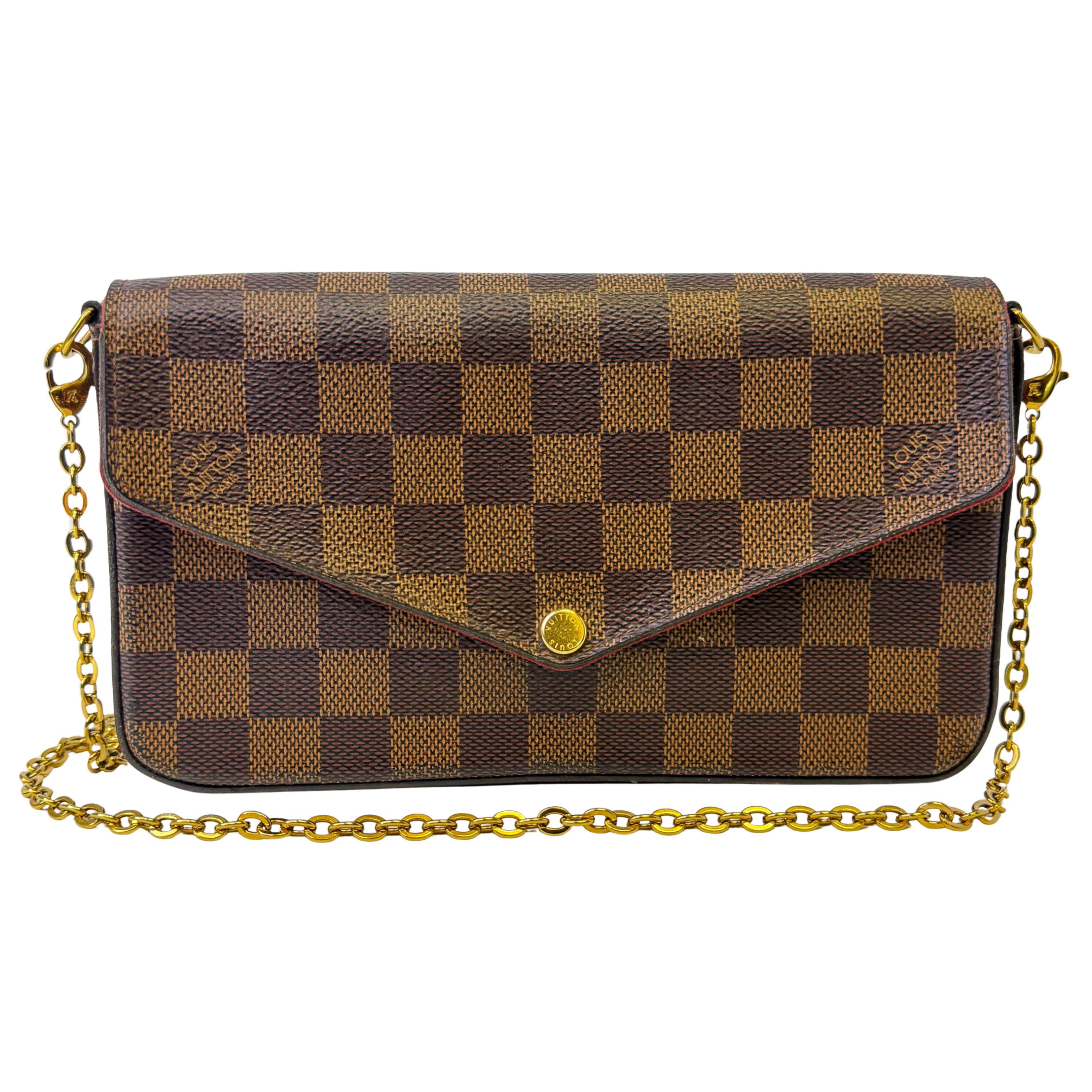 Louis Vuitton Damier Ebene Felicie Pochette Chain Wallet Bag