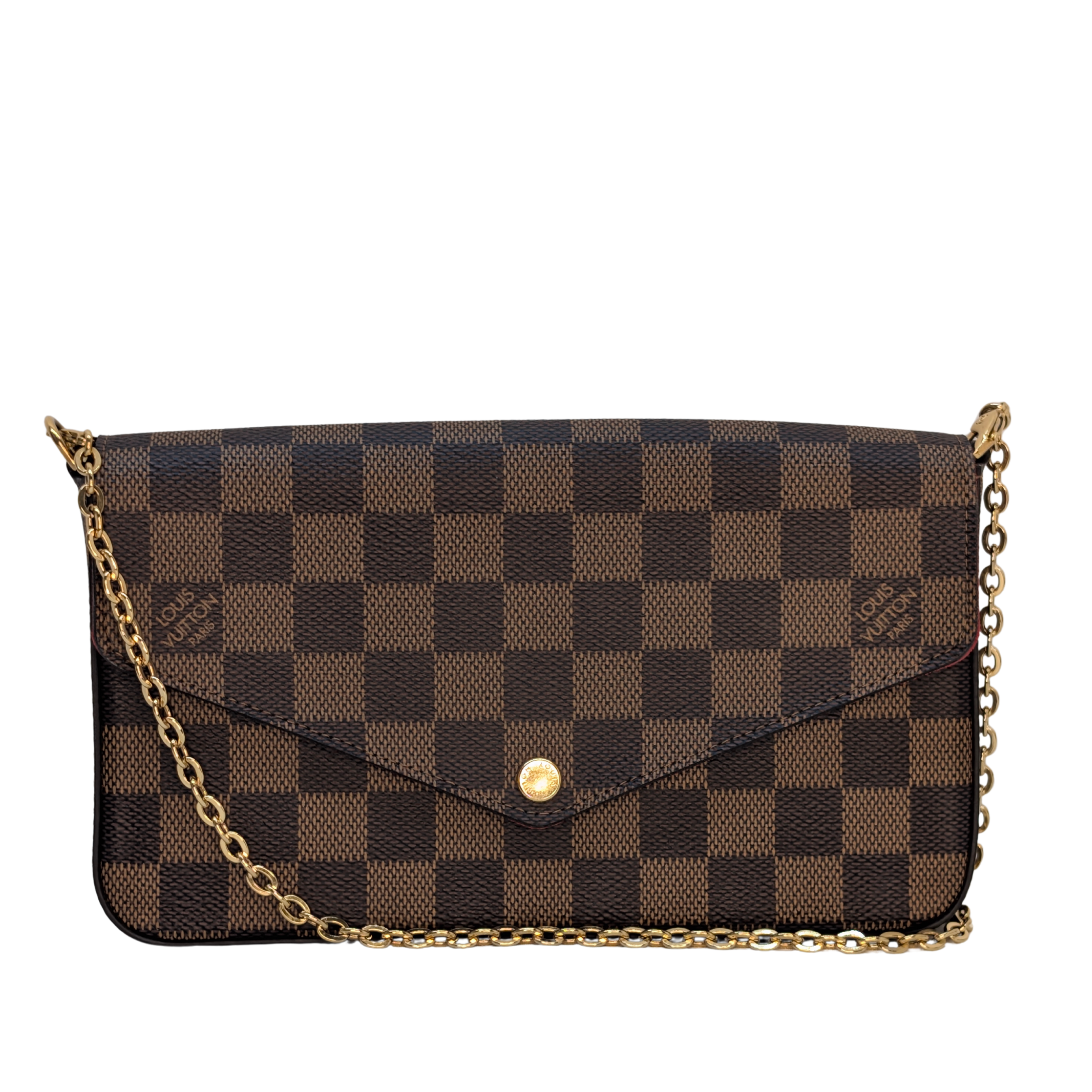 Louis Vuitton Damier Ebene Felicie Pochette Chain Wallet Bag