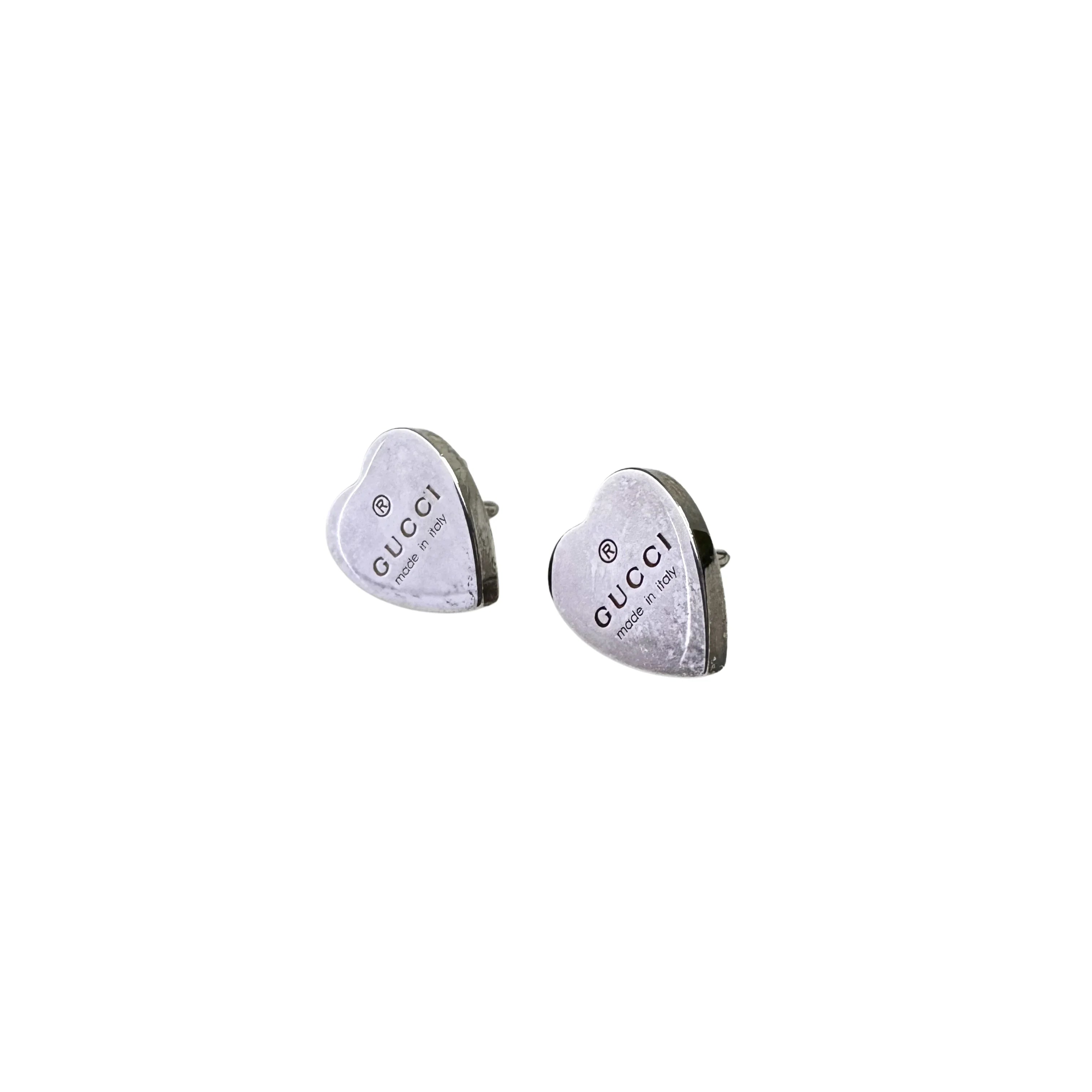 Gucci Heart Stud Earrings 925 Sterling Silver