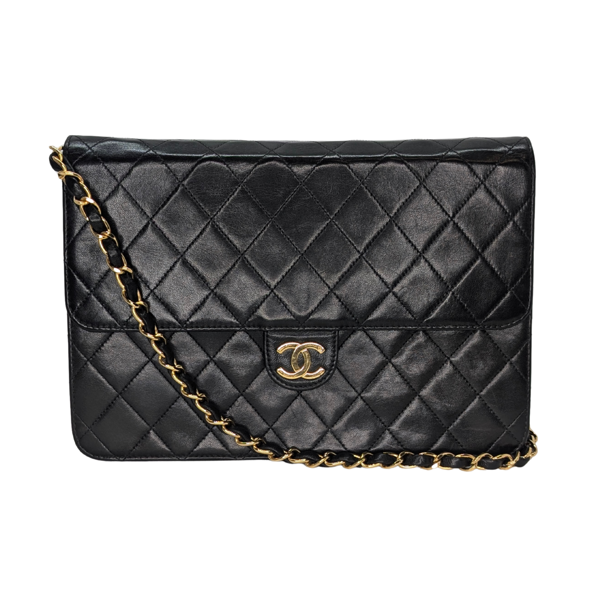 Chanel Quilted Single Flap Vintage Timeless Shoulder Bag Black