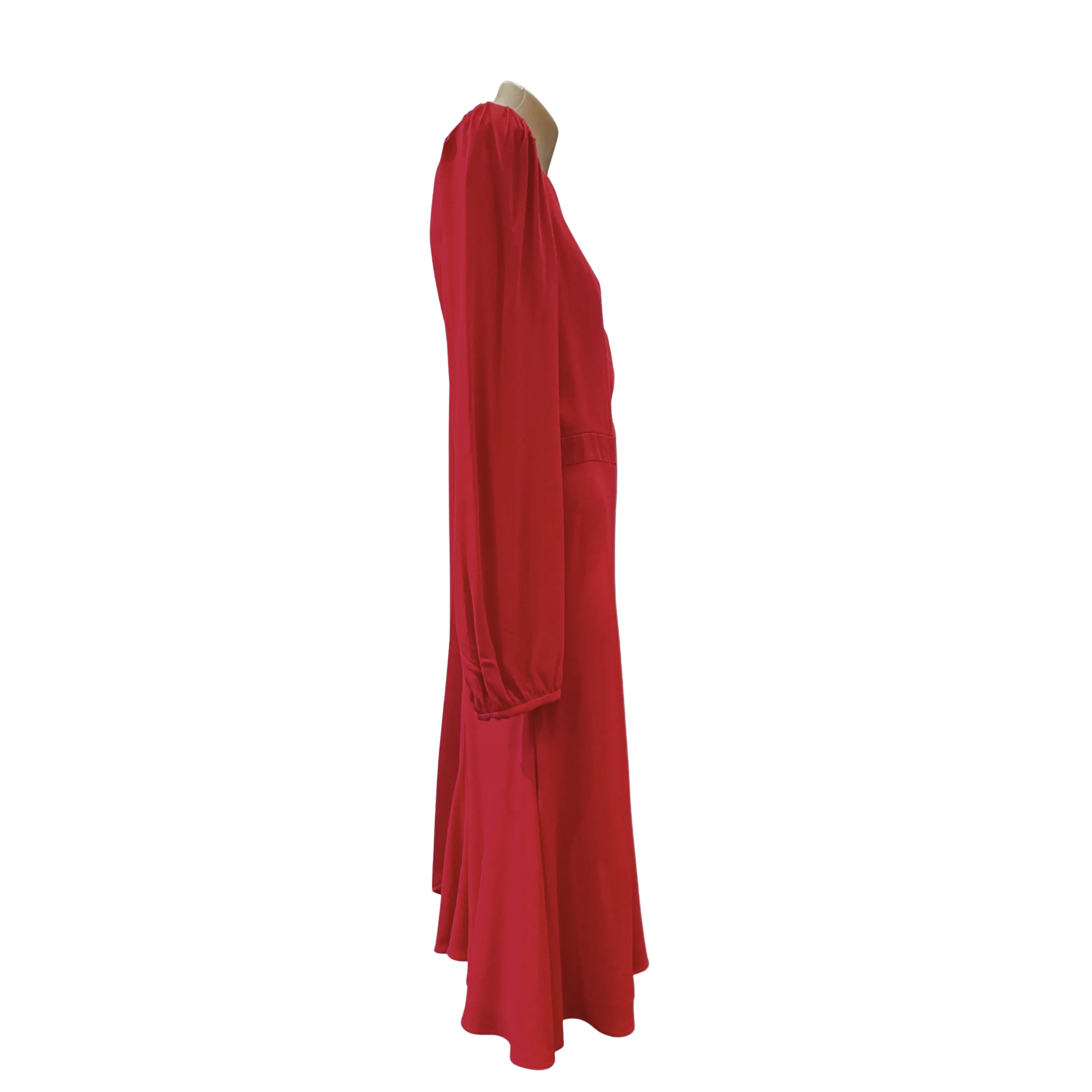 Alexander McQueen Draped Long Sleeve Knee-Length Dress Red 44