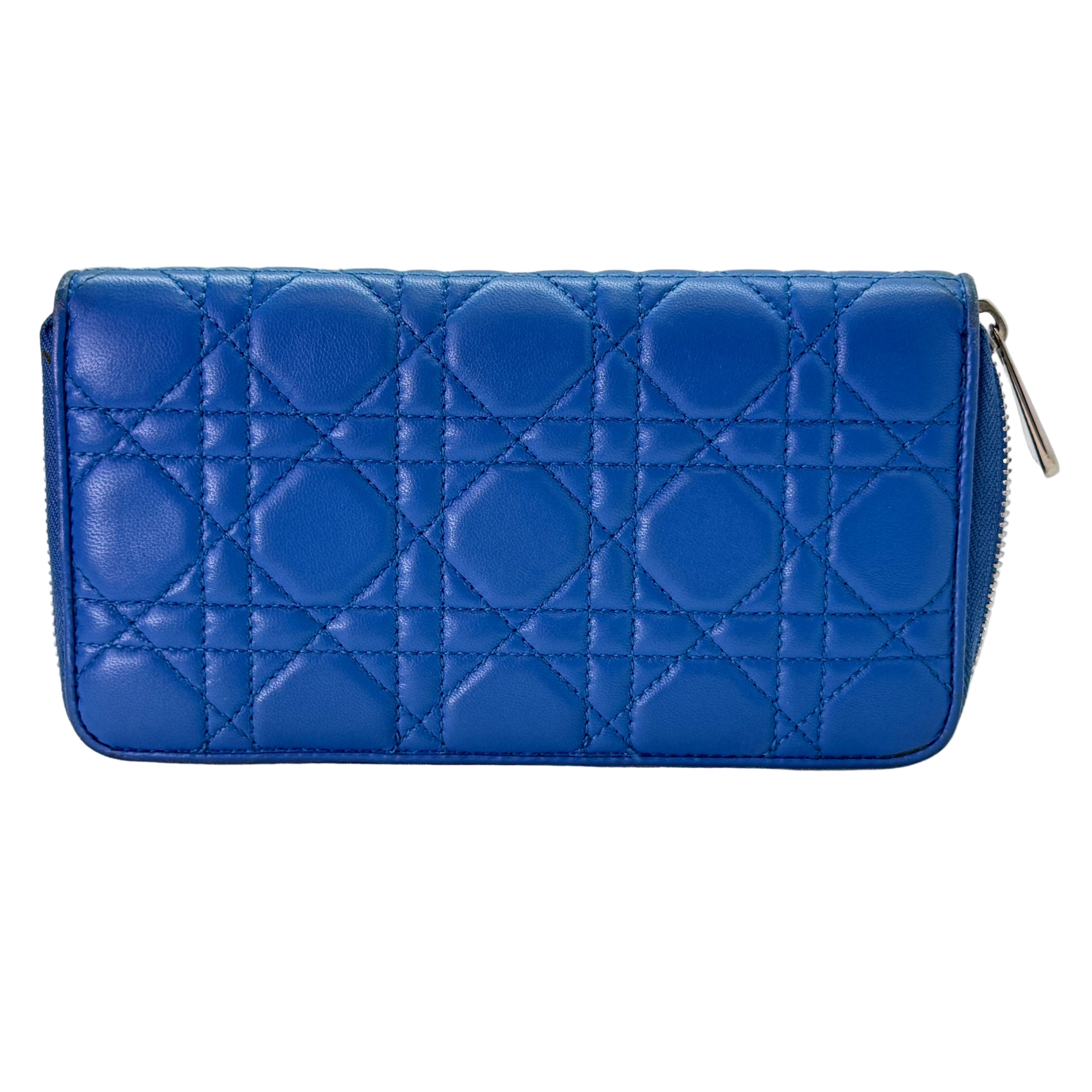 Dior Lambskin Cannage Wallet Blue