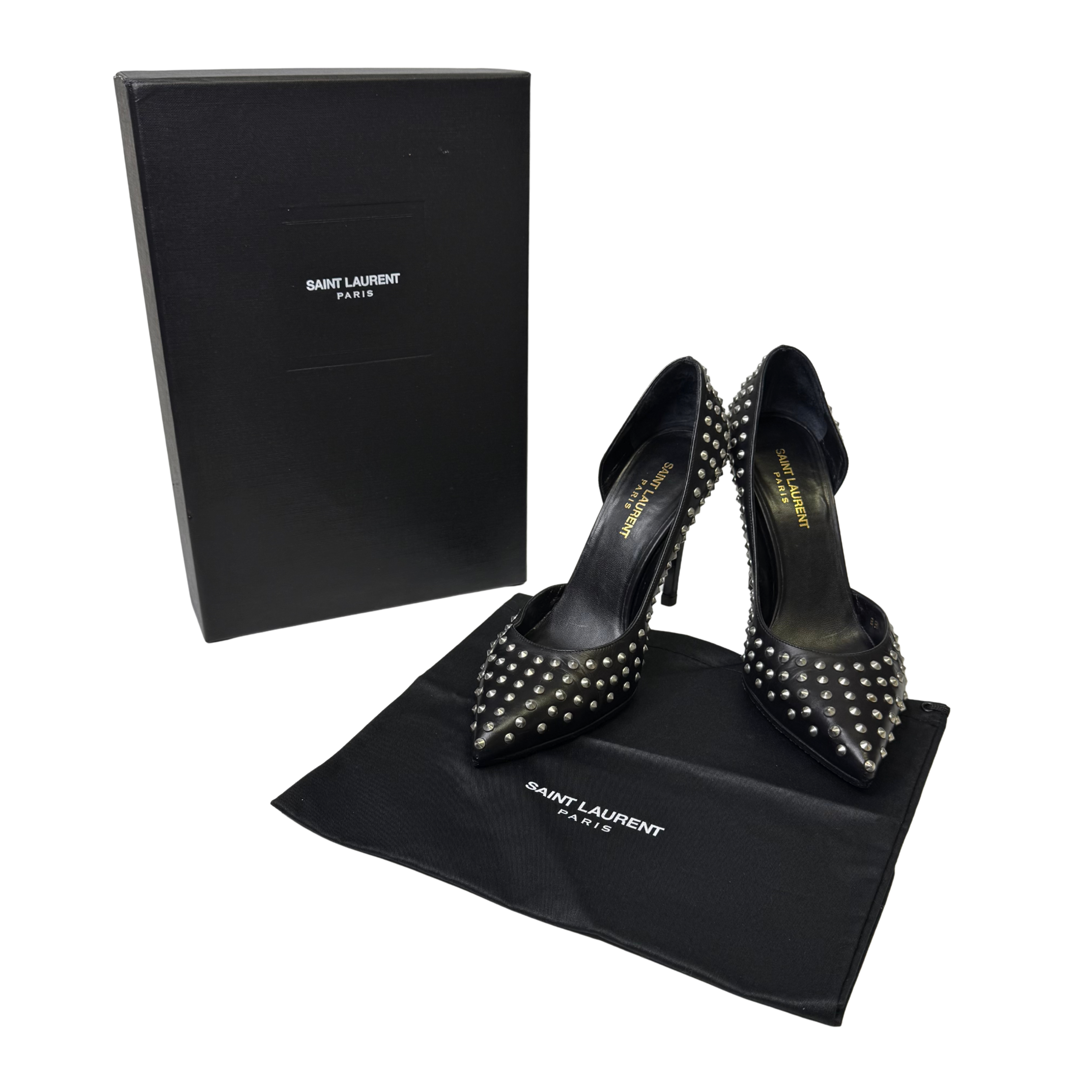 Yves Saint Laurent Leather Printed Rock stud D'Orsay Pumps