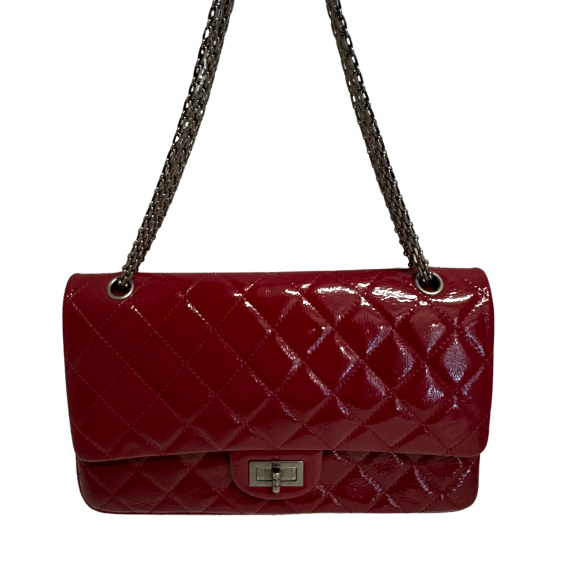 Chanel Patent Calfskin Quilted 2.55 Reissue 227 Flap Deep Red