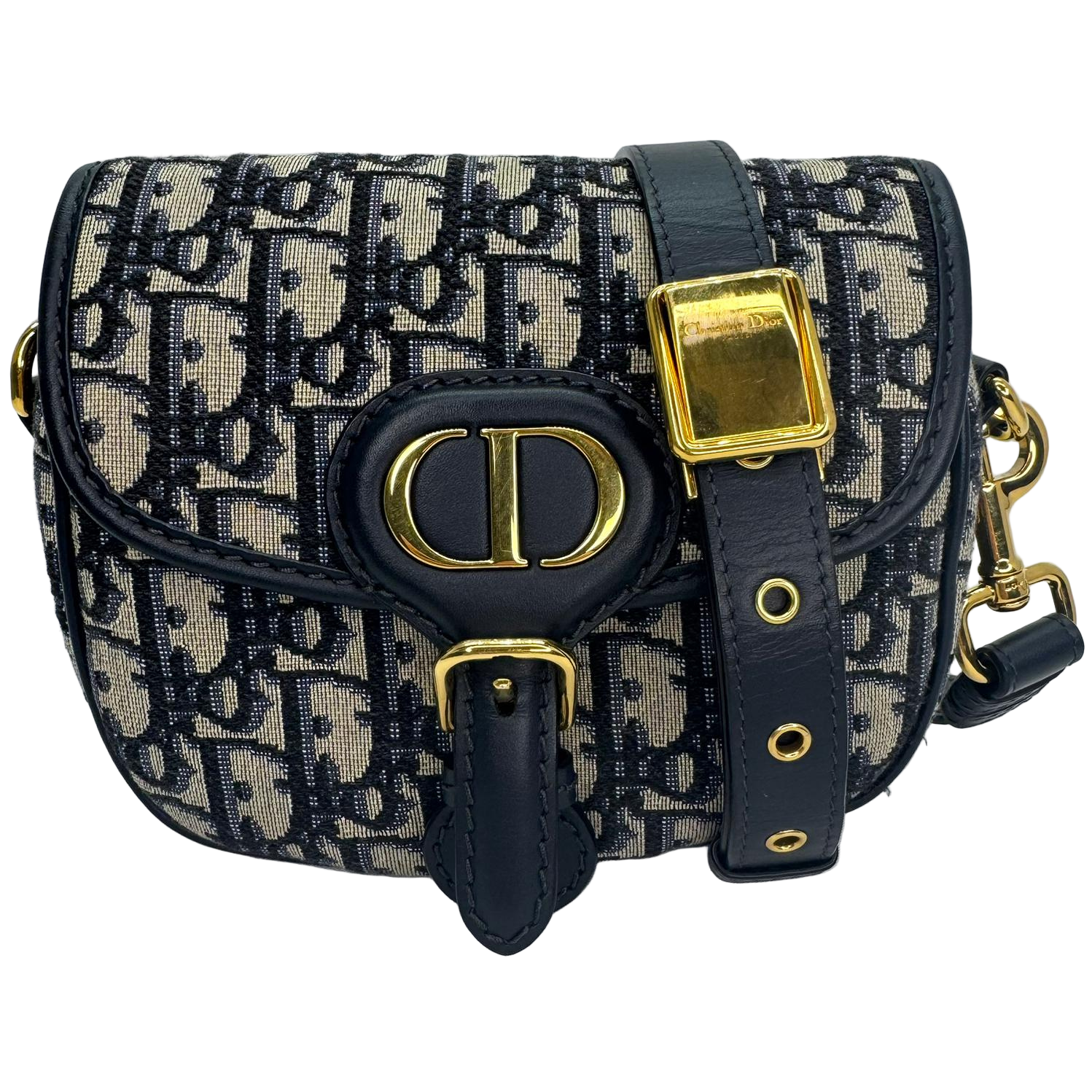 Christian Dior Oblique Small Bobby Flap Shoulder Bag Beige/Black