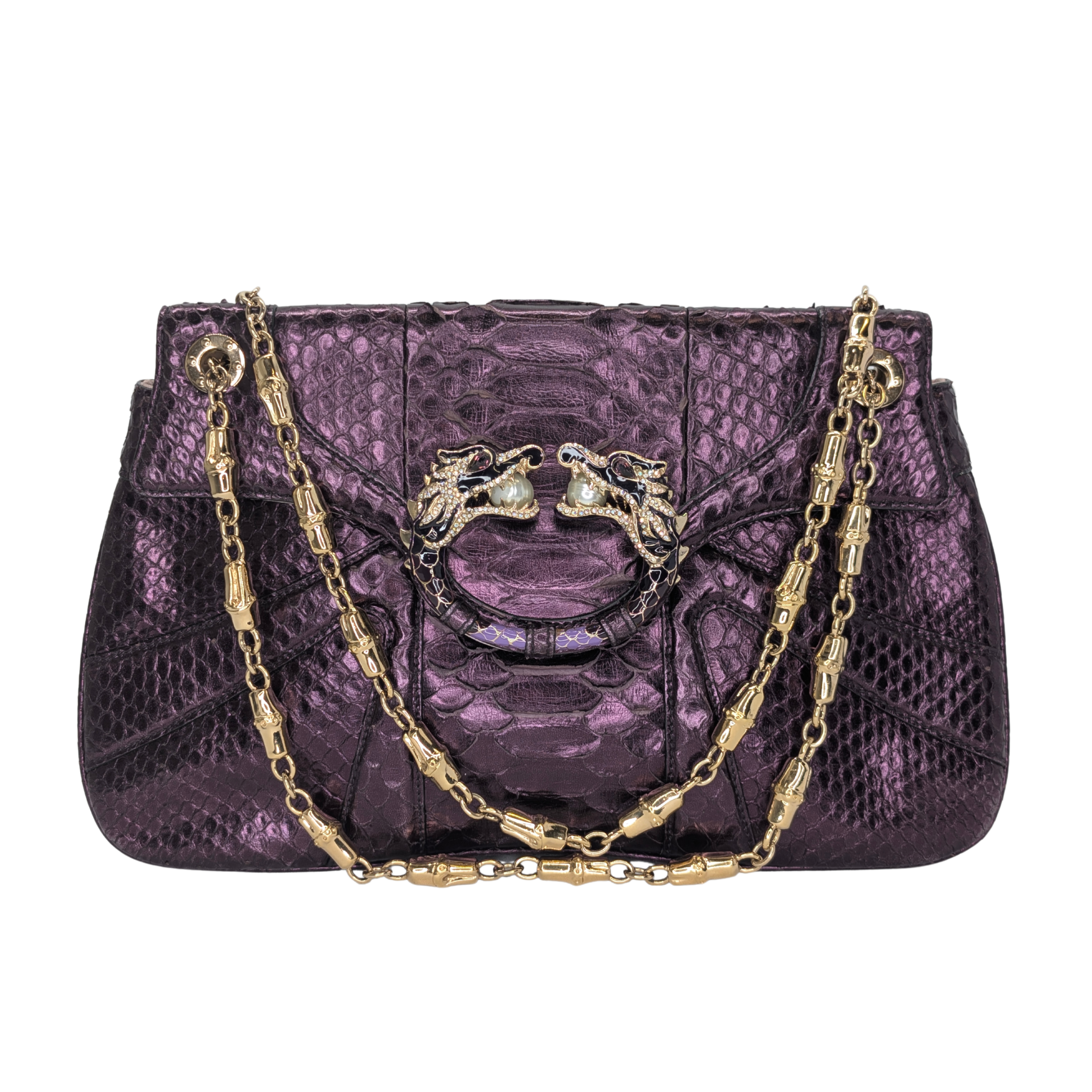 Gucci x Tom Ford Python Dragon Motif Hand bag Purple