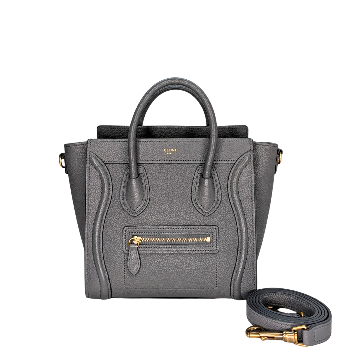 Celine Nano Luggage Tote Bag Dark Grey Kohl