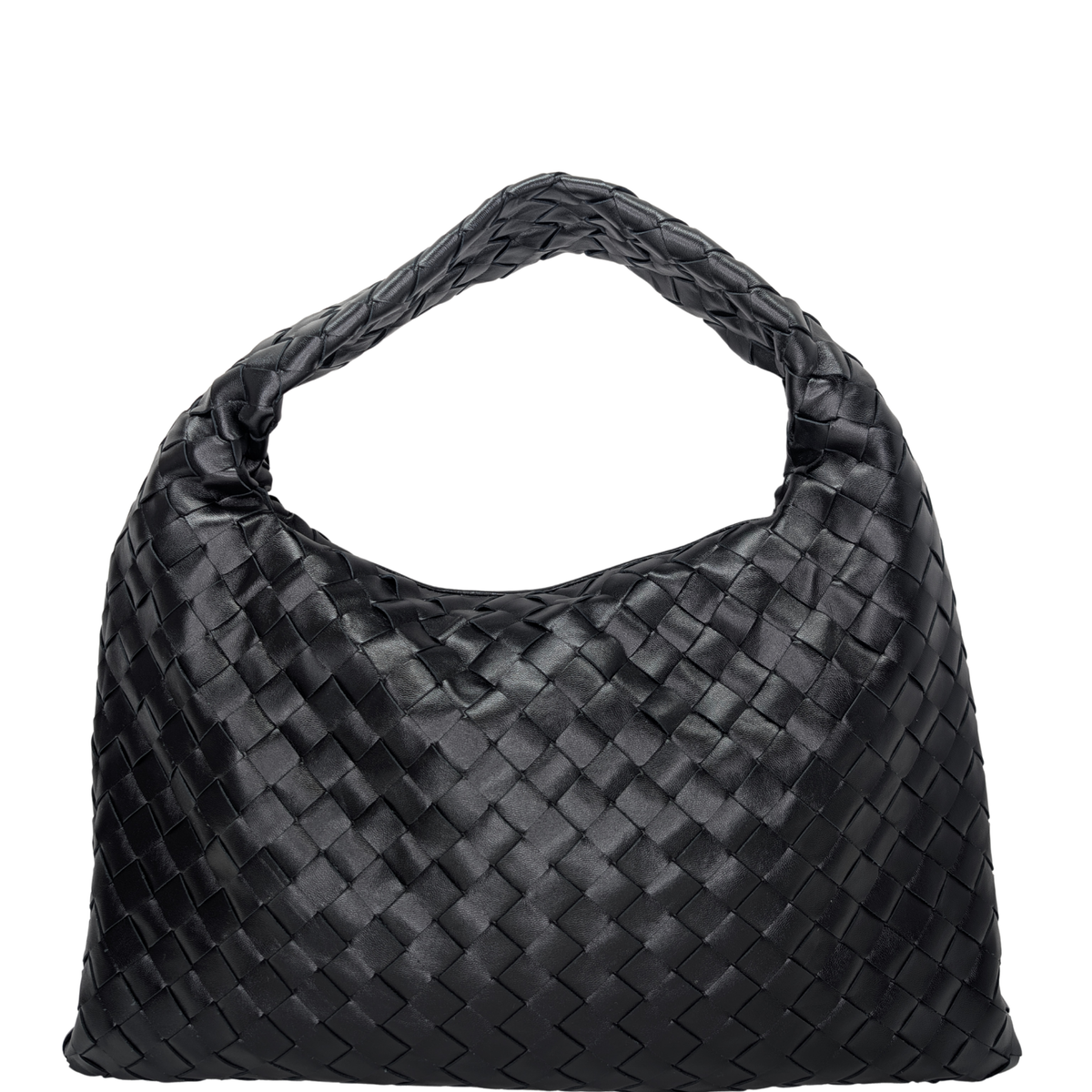 Bottega Veneta Small Hop Intrecciato Shoulder Bag Black