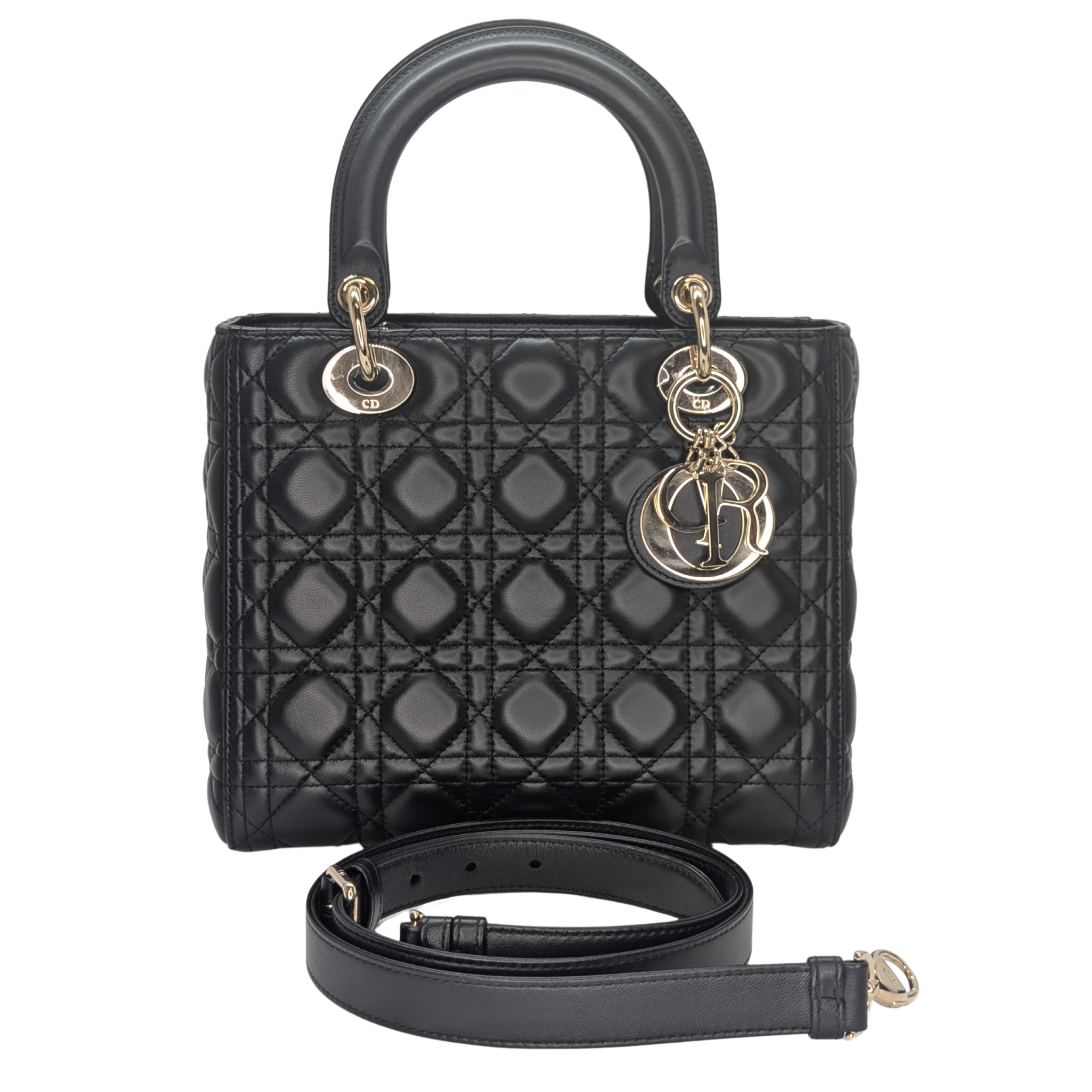 Dior Lambskin Cannage Medium Lady Dior Black