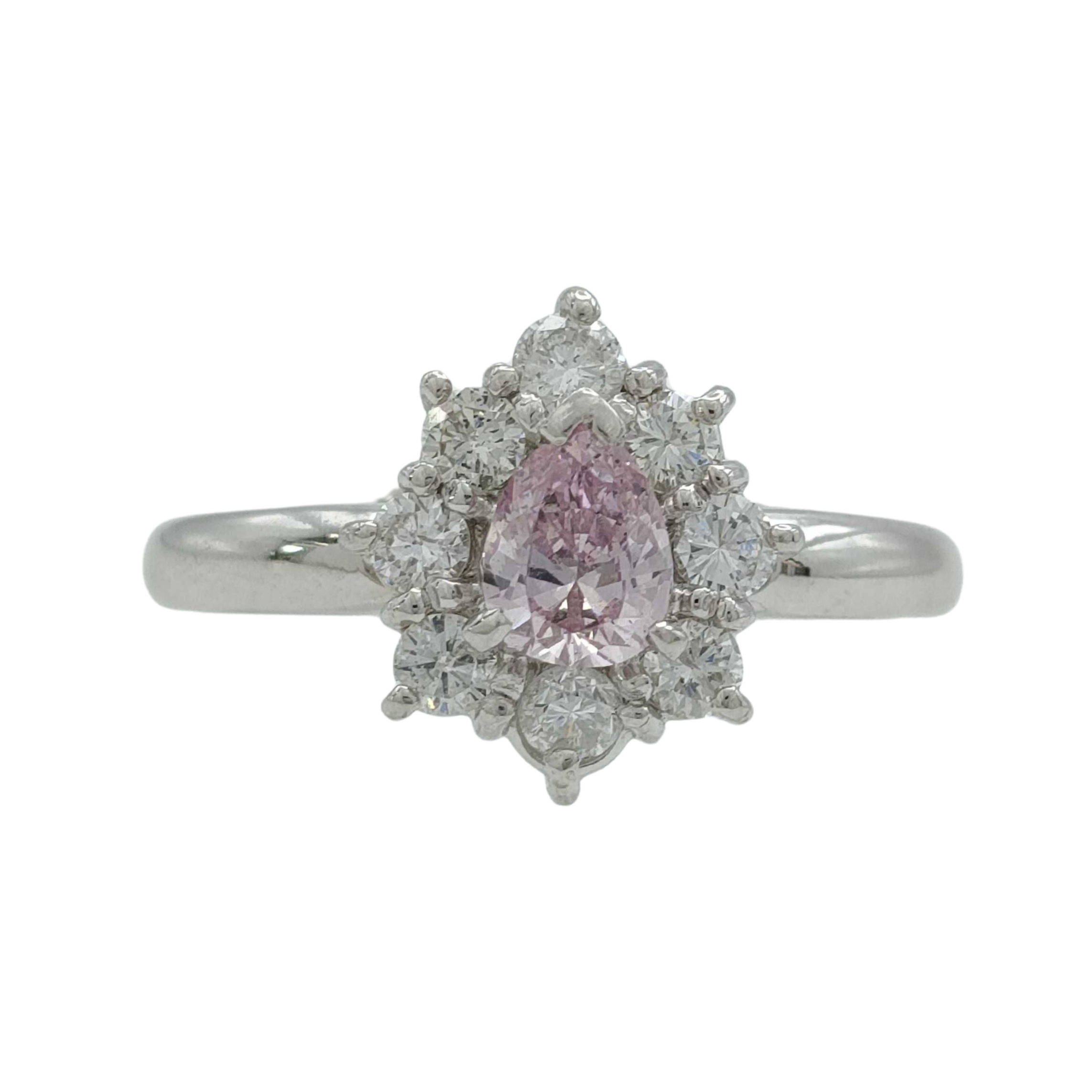 0.28Ct Natural Pink Diamond & 0.35Ct White Diamonds Halo Ring In Platinum