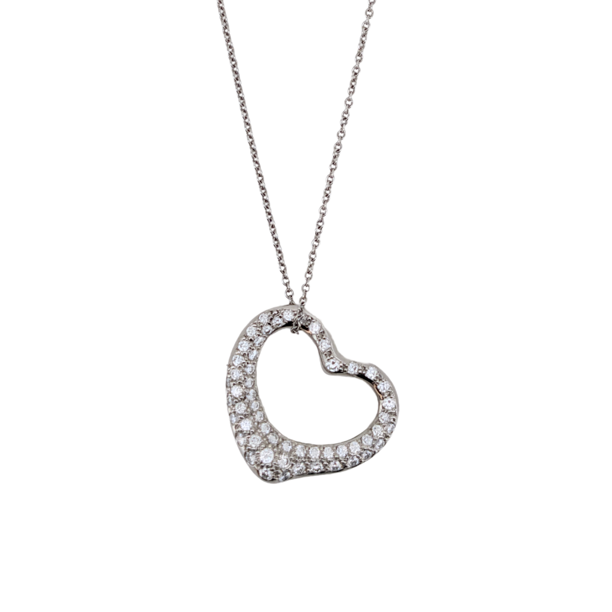 Tiffany & Co. Elsa Peretti Medium Open Heart Pavé Diamond Necklace Platinum