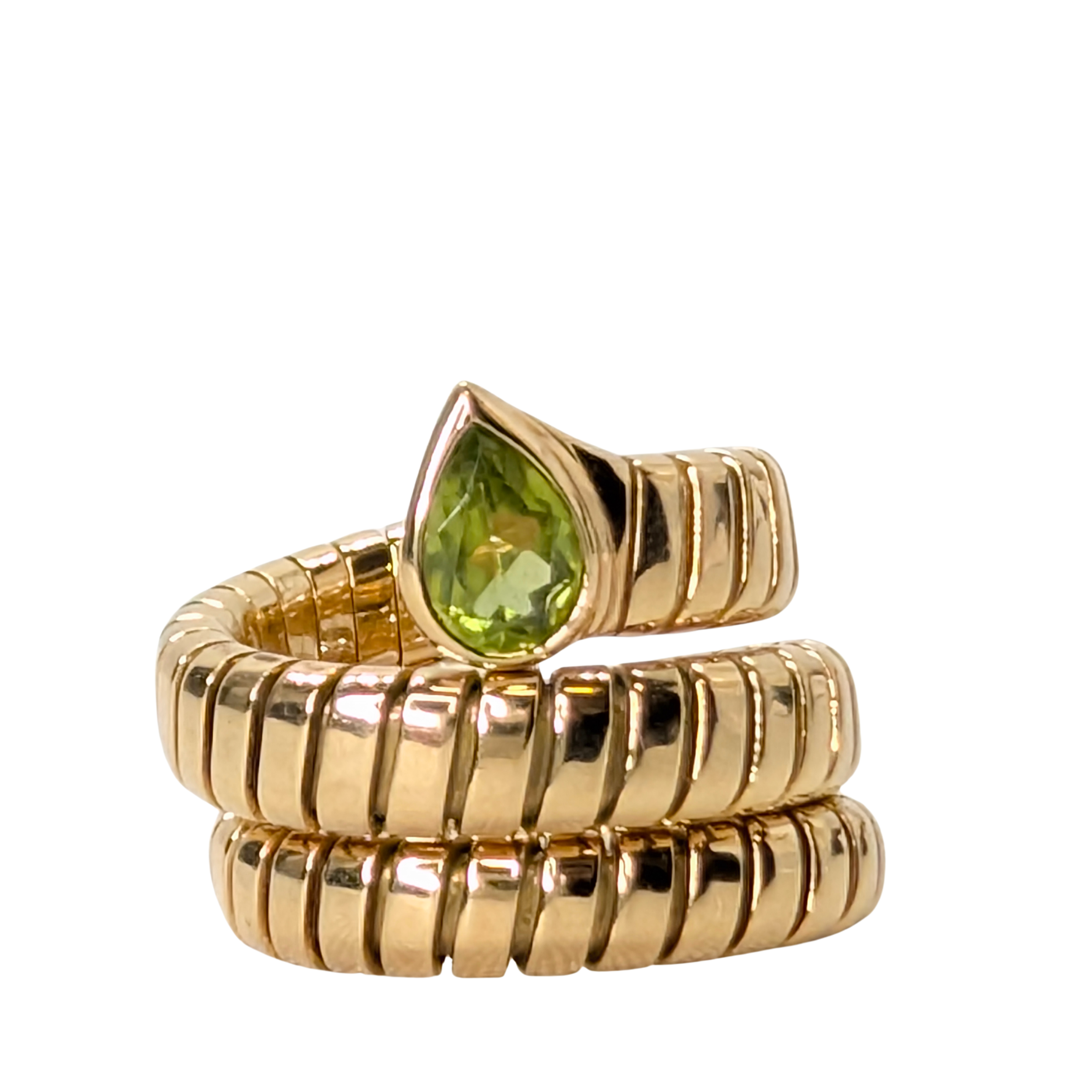 Bvlgari 18K Gold Peridot Tubogas Ring